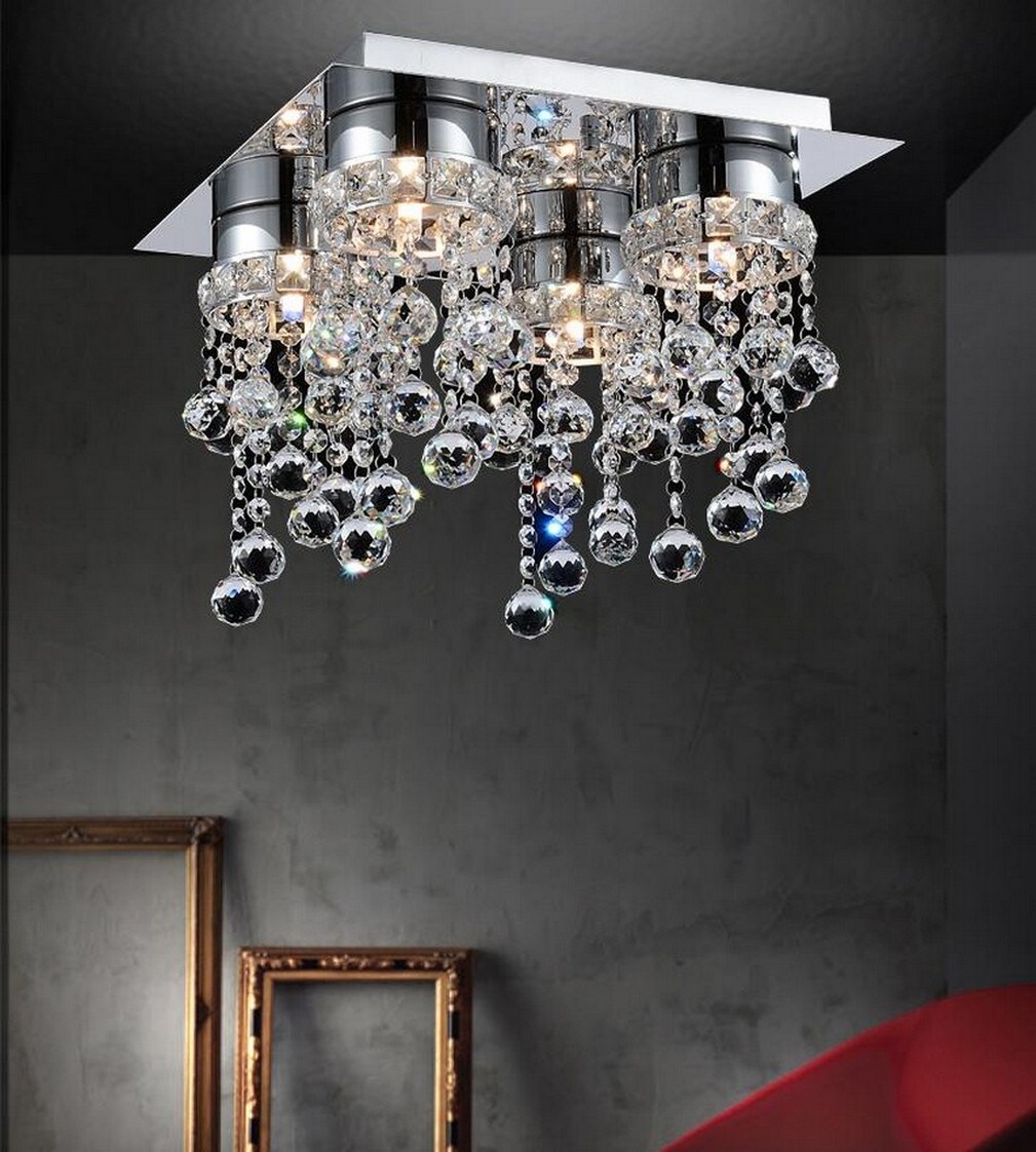 CWI Lighting 5072C14C-S Monica 4-Light 14-in Chrome Flush Mount Light