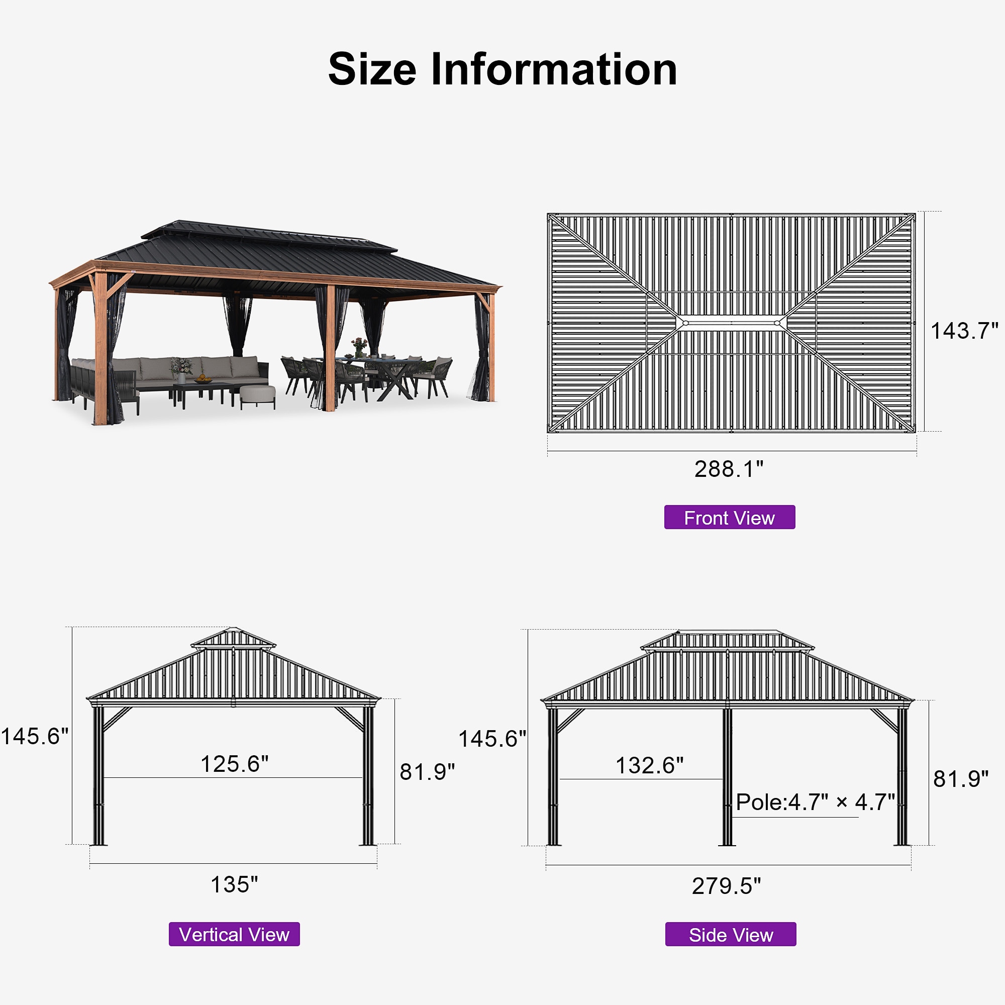 PURPLE LEAF LS06WHTG1224 Wood-Resin-Gazebos - View #13