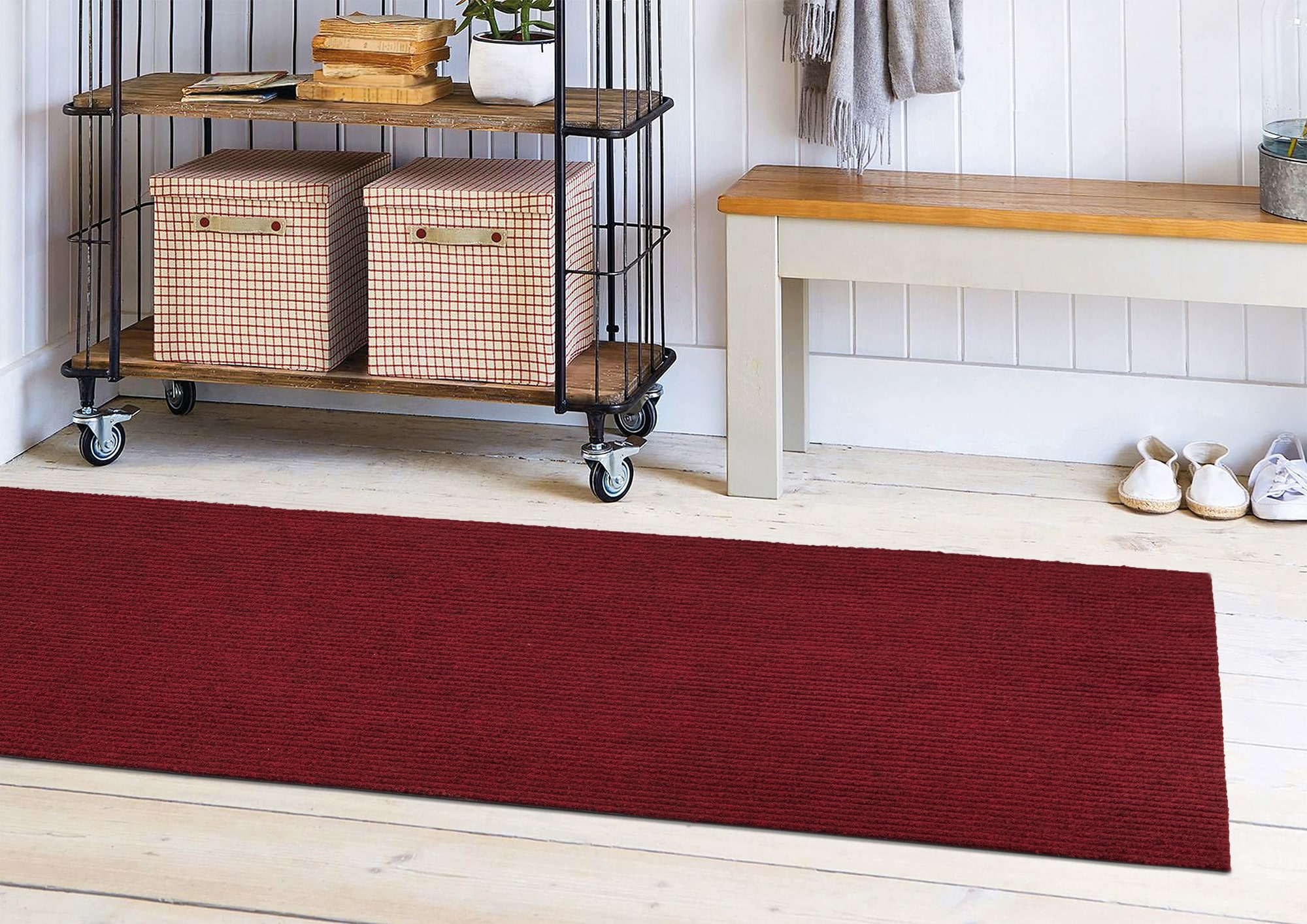 Ottomanson Easy Clean, Waterproof Non-Slip 2x3 Indoor/Outdoor Rubber Doormat, 20 in. x 39 in., Black