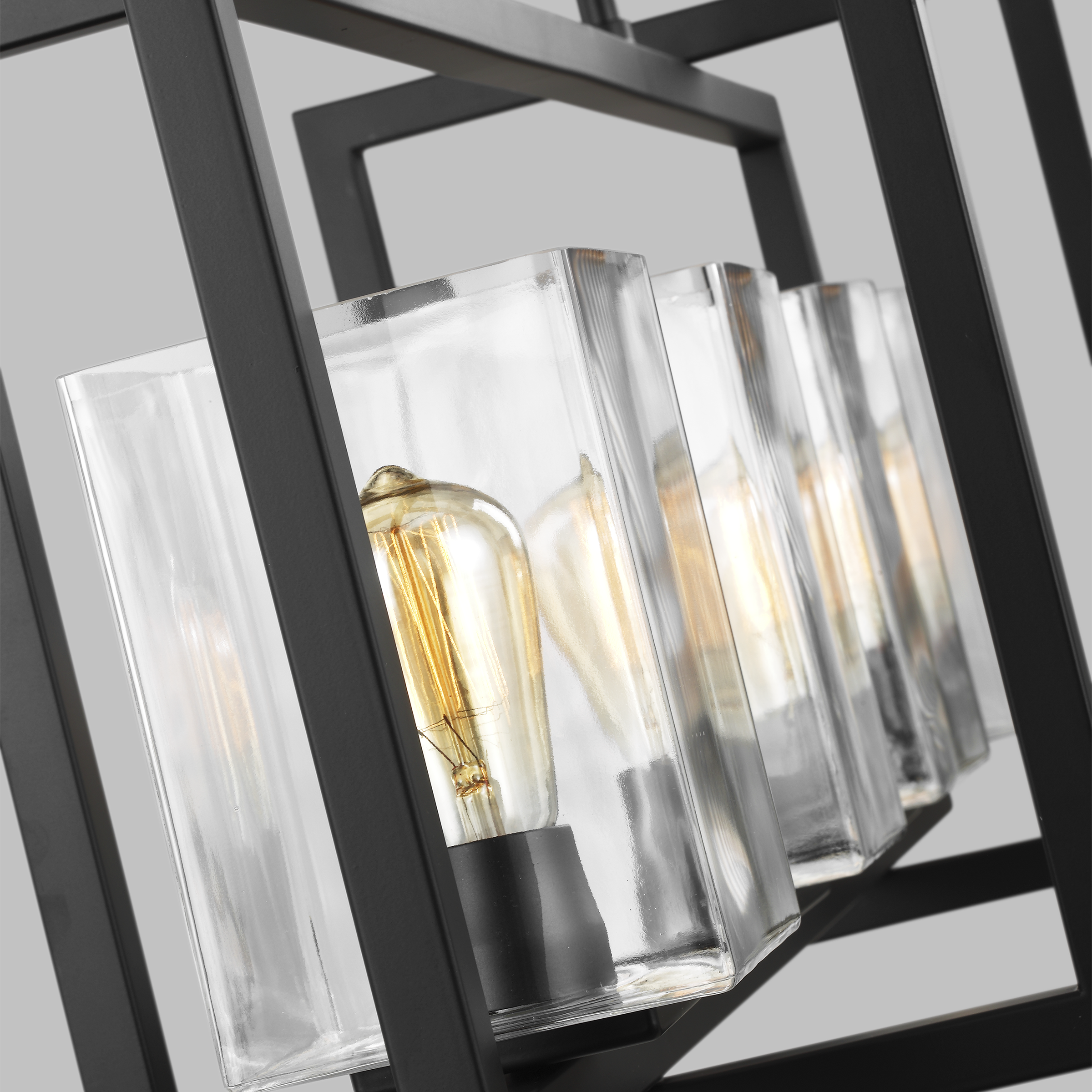 Midnight Black and Clear Glass 4-Light Island Pendant