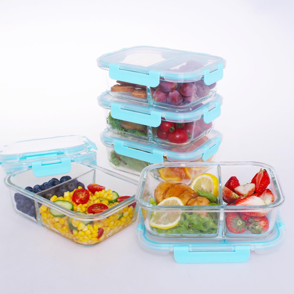 Genicook 4 Pc Square Shape Borosilicate Tempered Glass Food Storage  Containers with Pro Grade Locking Glass Lids Set
