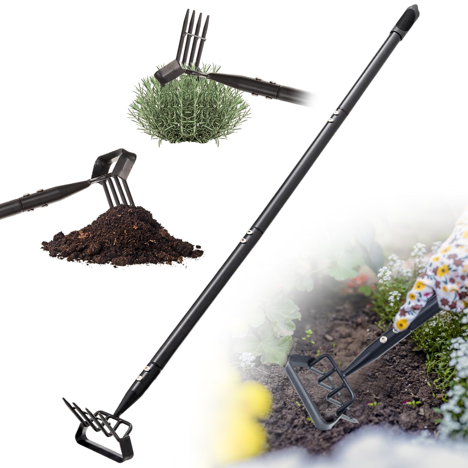 KHKFY Adjustable Garden Hoe Tool 2 in 1 Stirrup Hoe with Long Handle ...