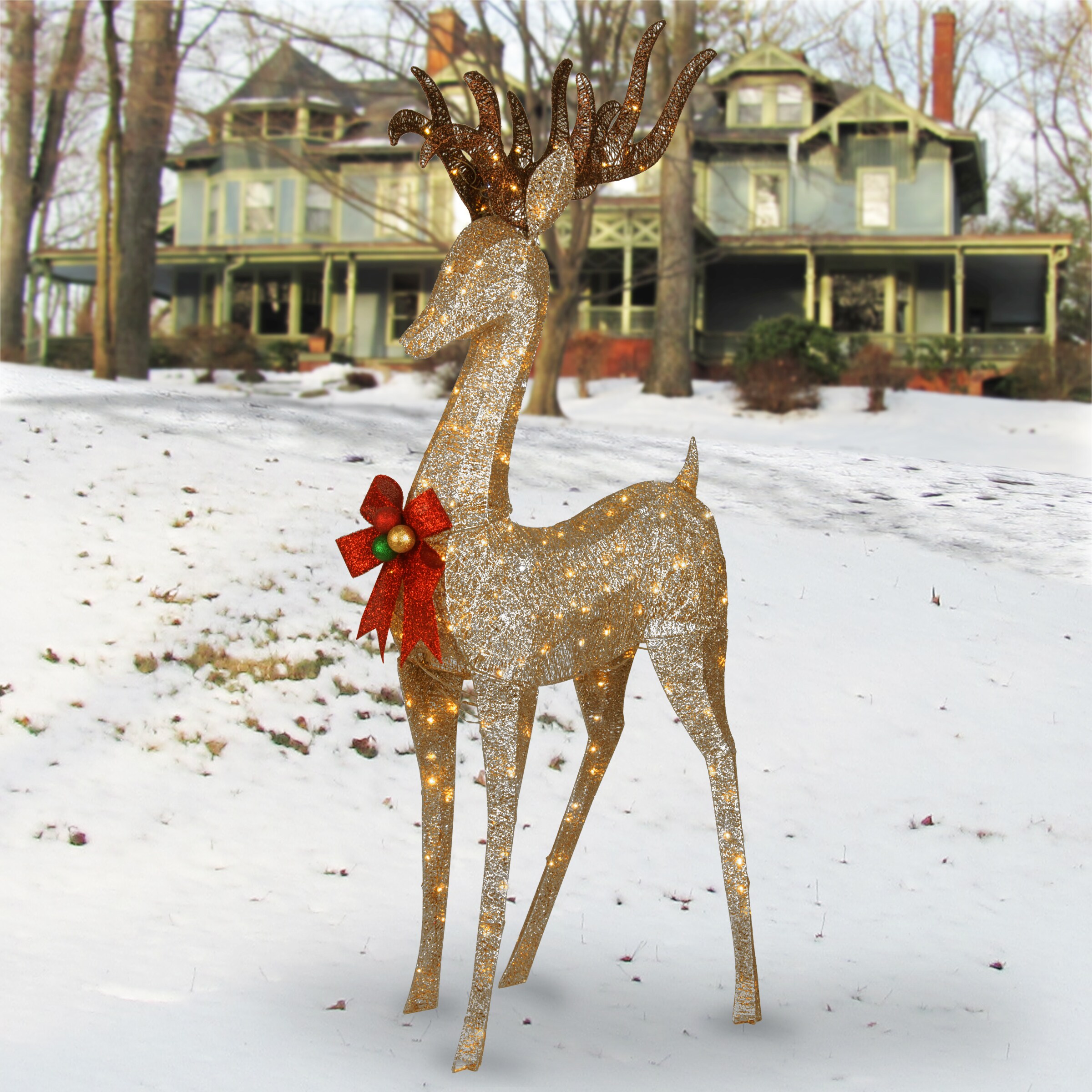 National Tree Company 74-in Reindeer Free Standing Decoration with ...