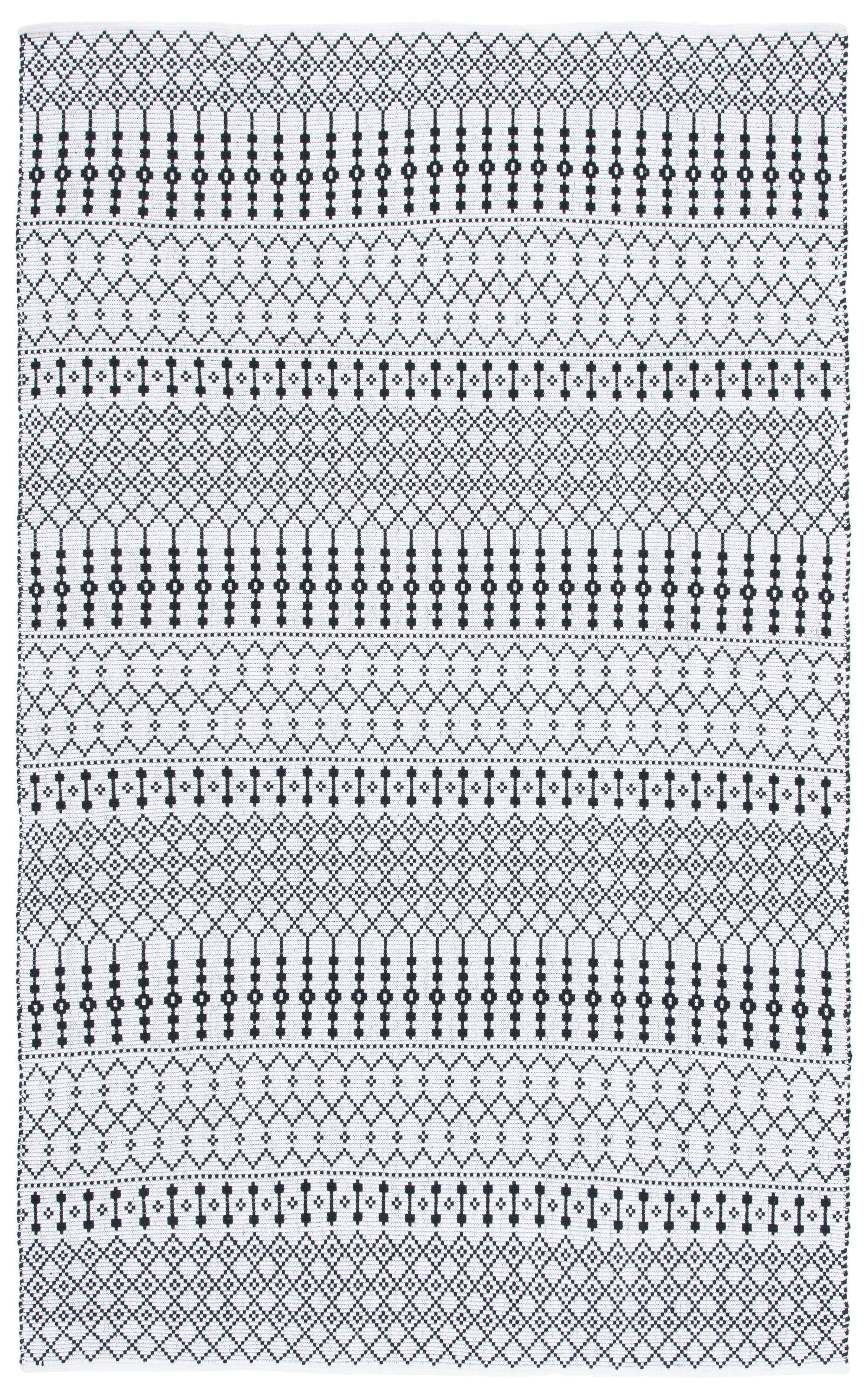 Black and White 4' x 6' Handmade Flat Woven Kilim Rug