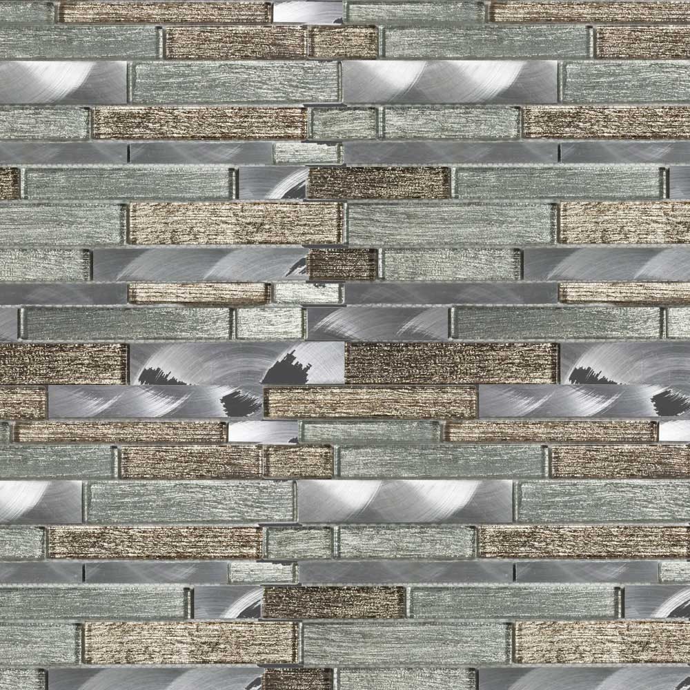 Elida Ceramica CCLCVIN02 Sparkling River 12-in x 12-in Glossy Glass/Metal Linear Mosaic Wall Tile (0.95-sq. ft/ Piece)