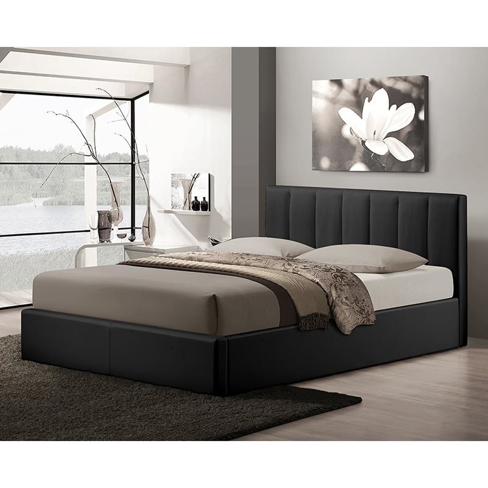  CF8287-QUEEN-BLACK Templemore Black Queen Faux Leather Platform Bed with Storage