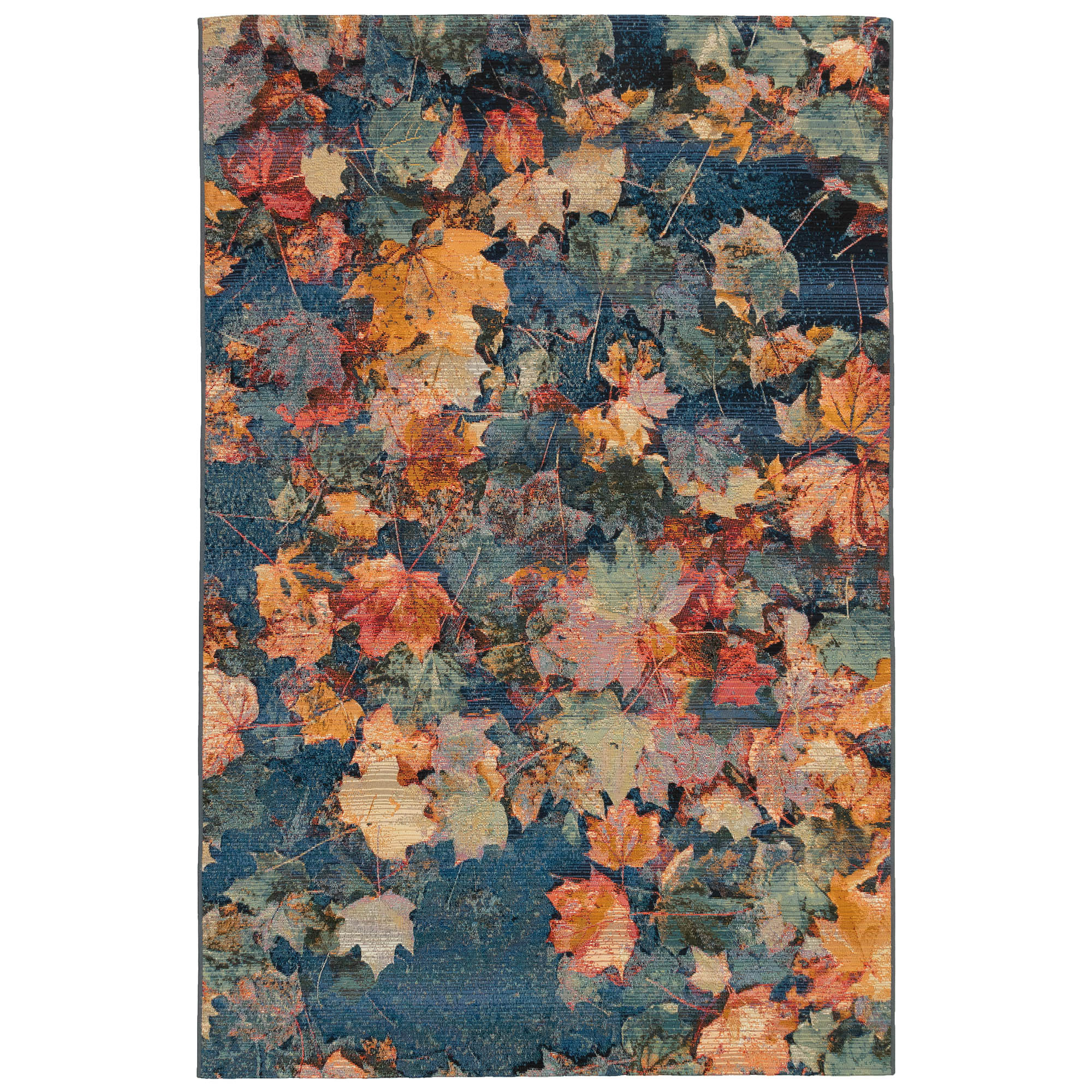 Fall Leaves Multi-Color Synthetic Rectangular Indoor/Outdoor Rug