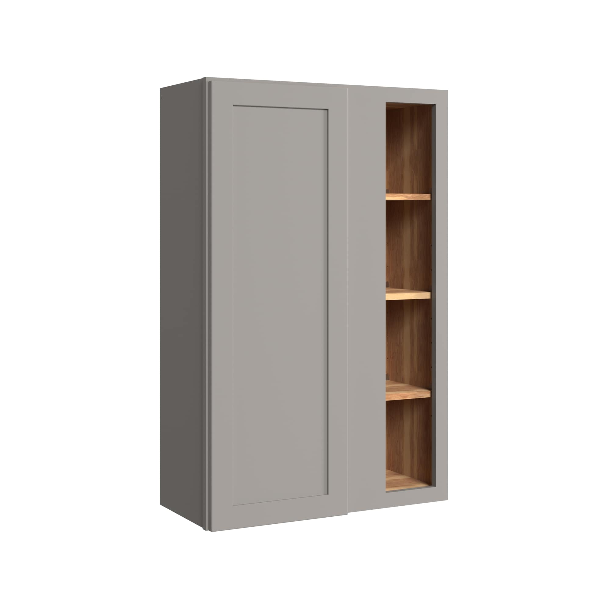 KraftMaid Momentum WBC3042RG81 Deveron 30-in W x 42-in H x 12-in D Pebble Grey Blind Corner wall Fully assembled Plywood Cabinet Recessed Panel Shaker