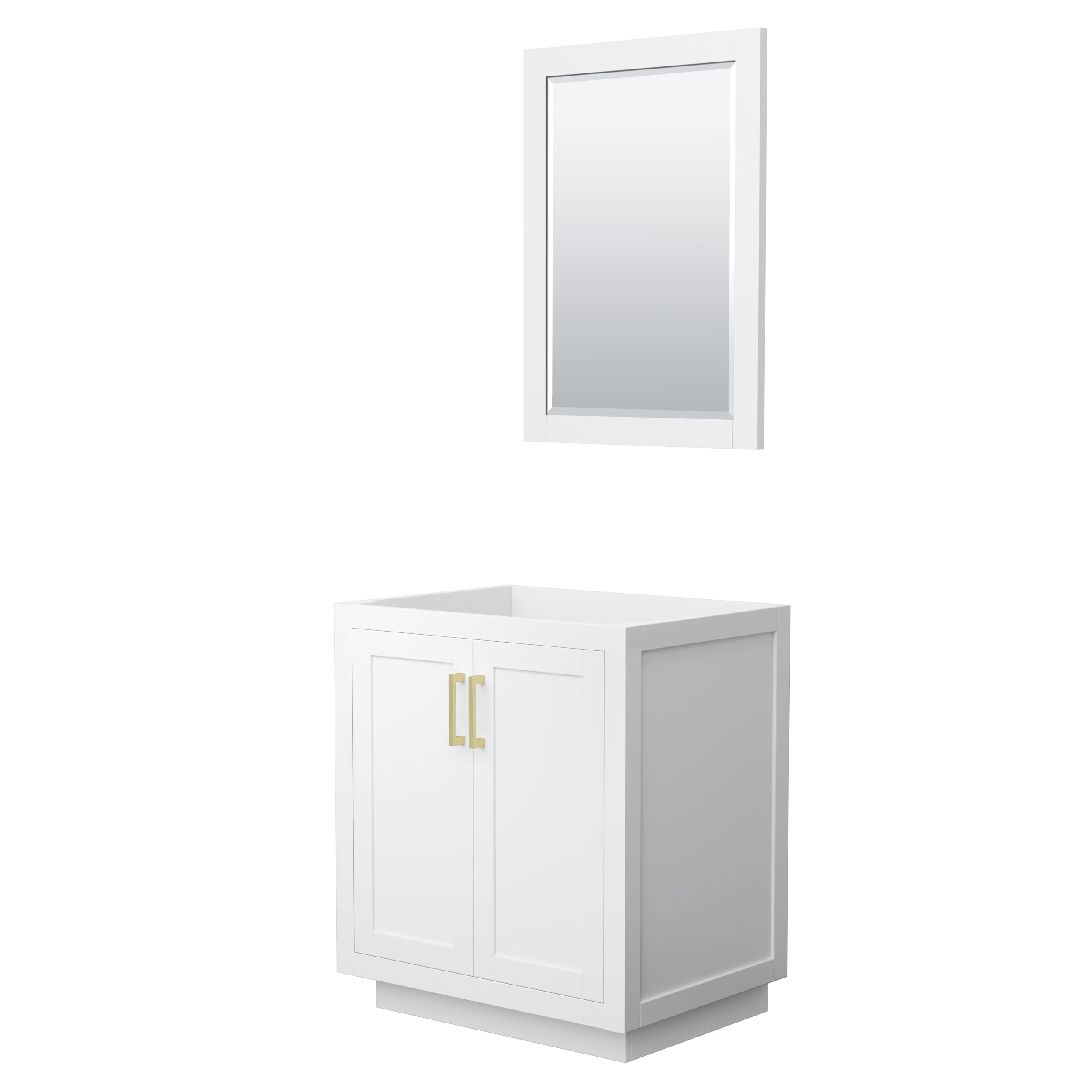 Wyndham Collection WCF292930SWGCXSXXM24 Miranda 30-in White with Brushed Gold Trim Bathroom Vanity Base Cabinet without Top (Mirror Included)