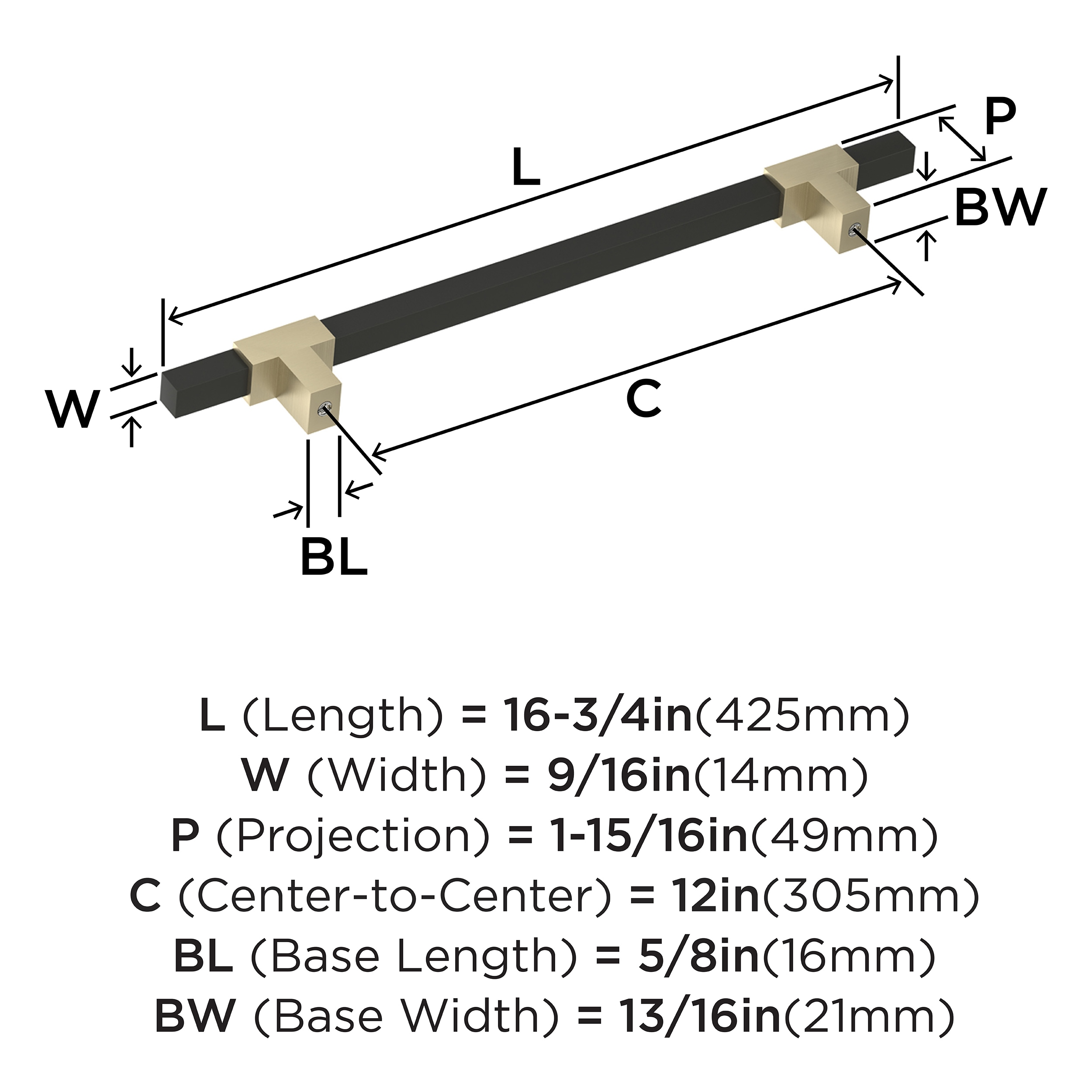 Amerock BP54090BBZMB Cabinet-Pulls - View #4
