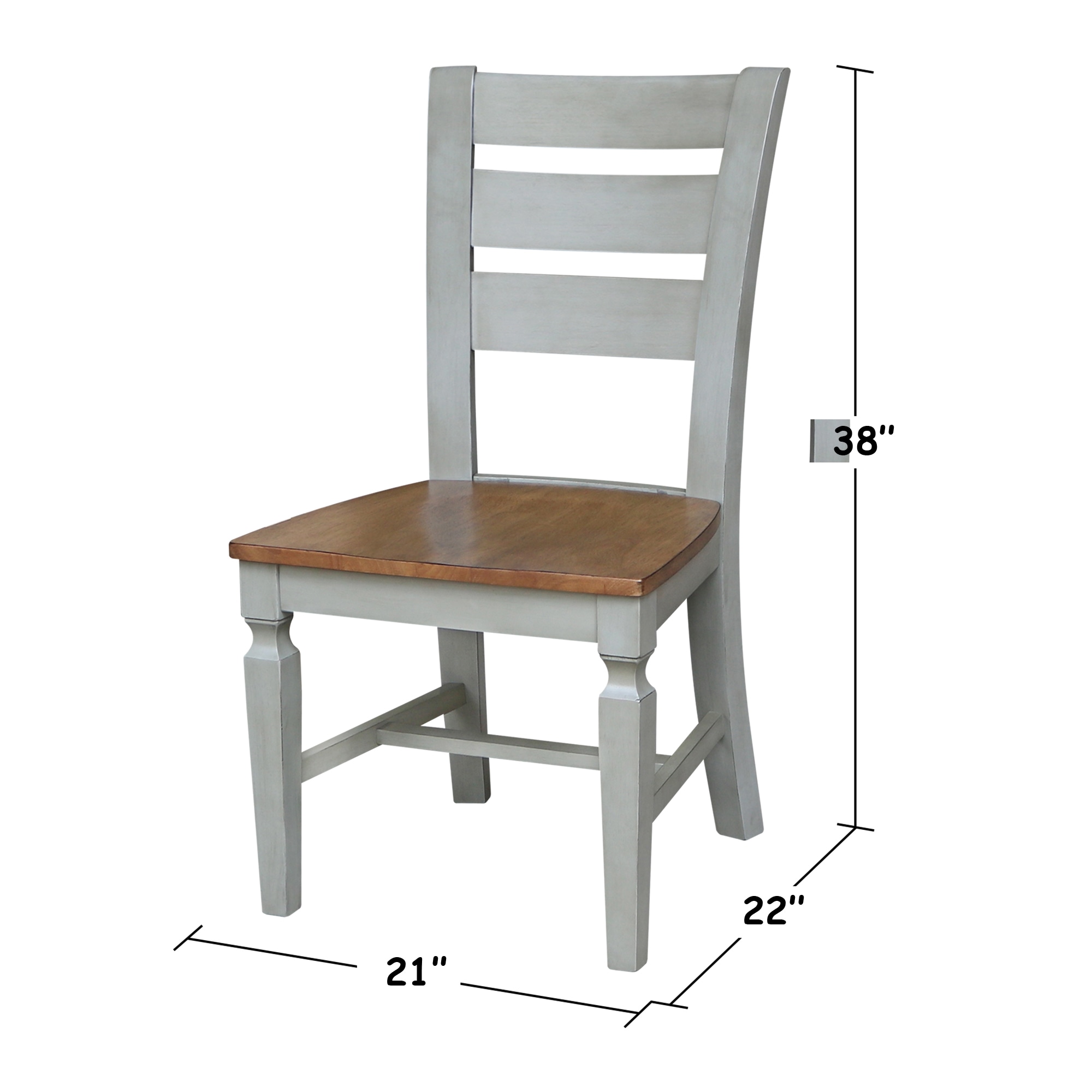 Vista Distressed Hickory and Stone High Ladderback Wood Chairs - Set of 2