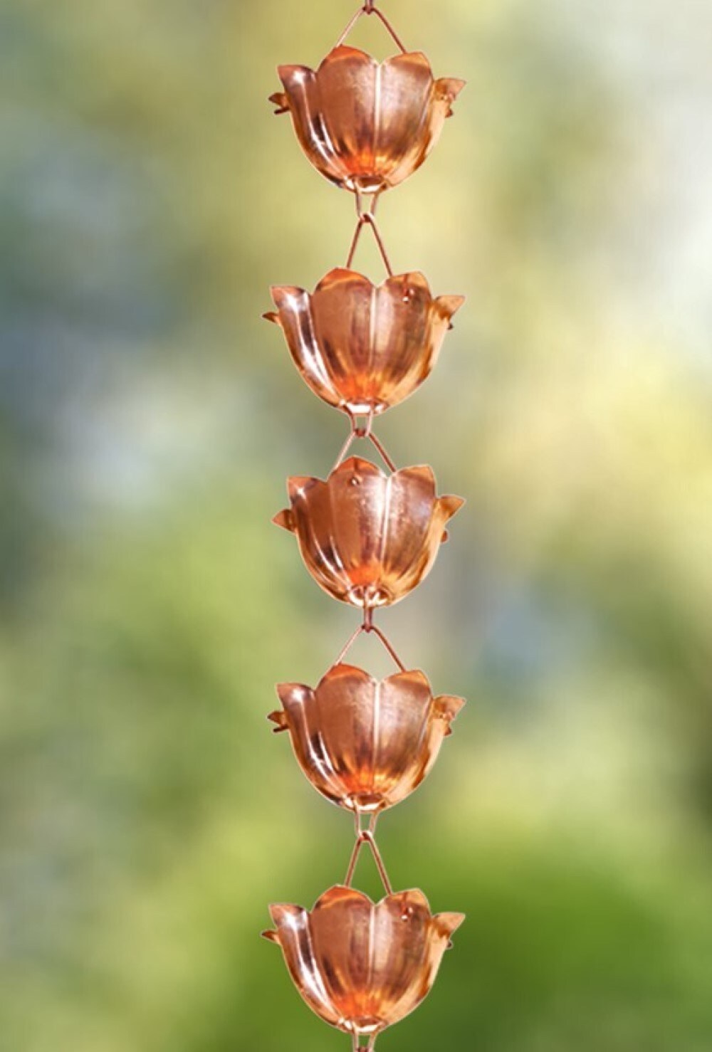 Monarch Rain Chains 8.5-ft Copper Flower Rain Chains in the Rain