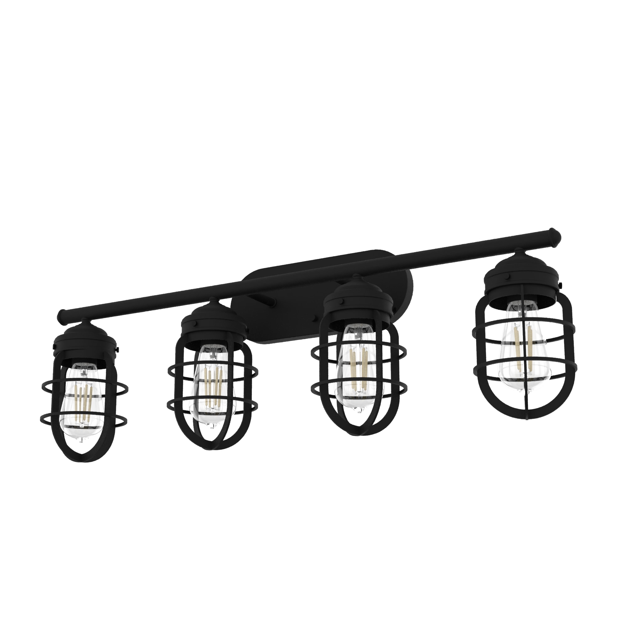 Hunter 19846 Starklake 34-in 4 -Light Matte Black Industrial Vanity light bar