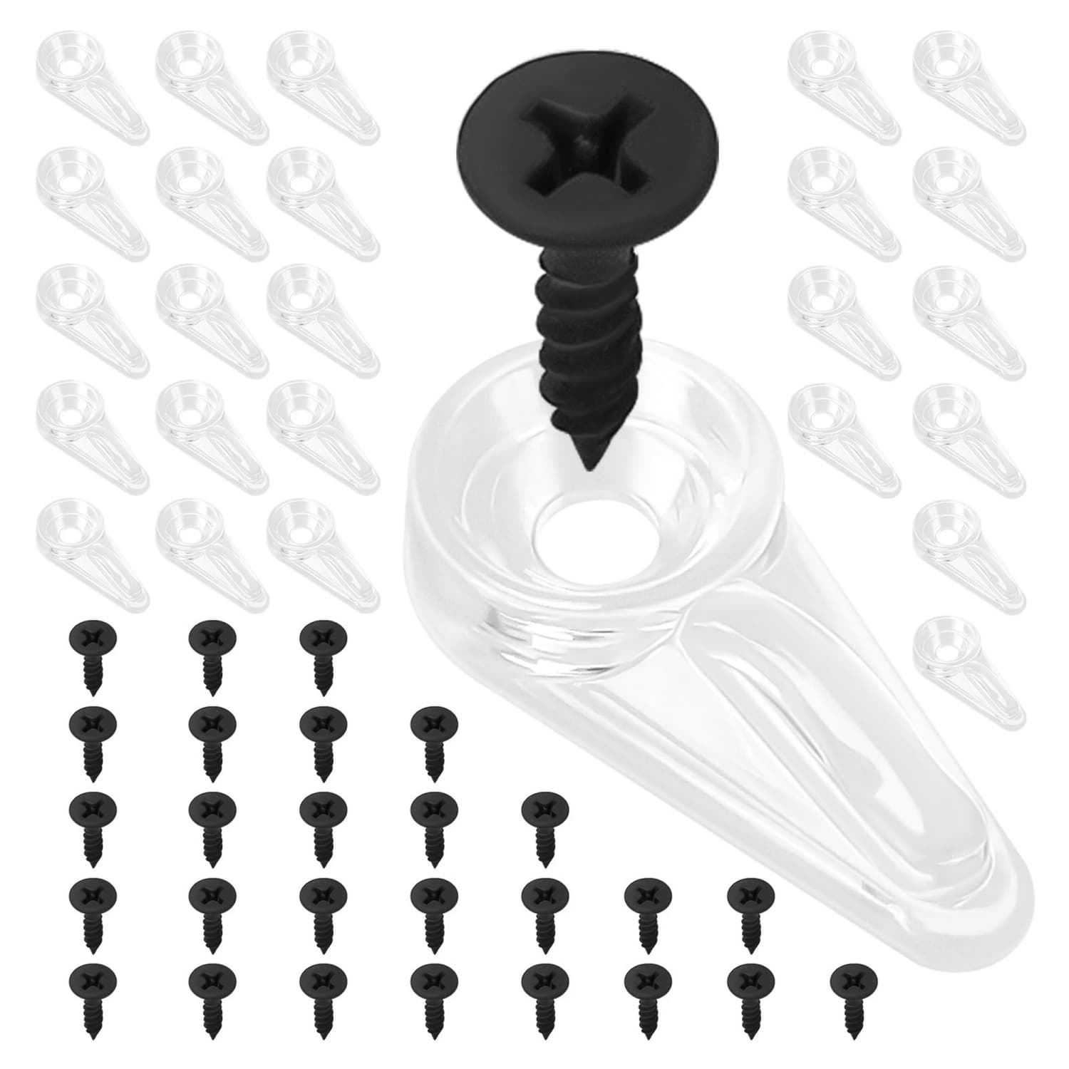 OGETFUUR 50-Pack 0.92-in Clear Plastic Window Clips with Screws for Storm Windows Screens