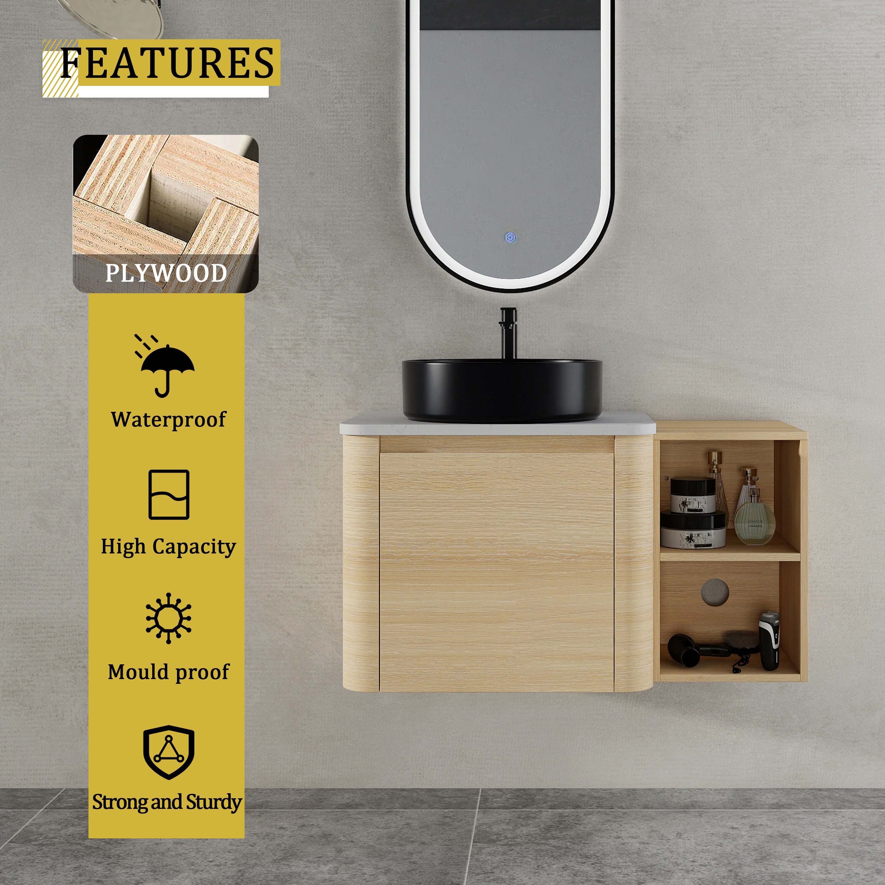 Huluwat 36 Inches WallMounted Bathroom Vanity With Ceramic Art Sink — free download