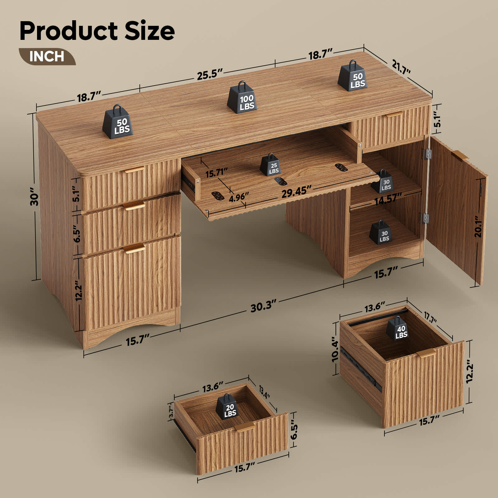 Bestier LOW-H108016A-LOG desks - View #4
