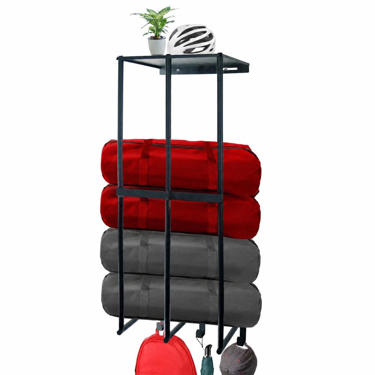 Oyezvary  Metal Camping Chair Storage Rack with Hooks Wall Mounted Organizer for Garage and Outdoor Equipment durable home and garden accessory
