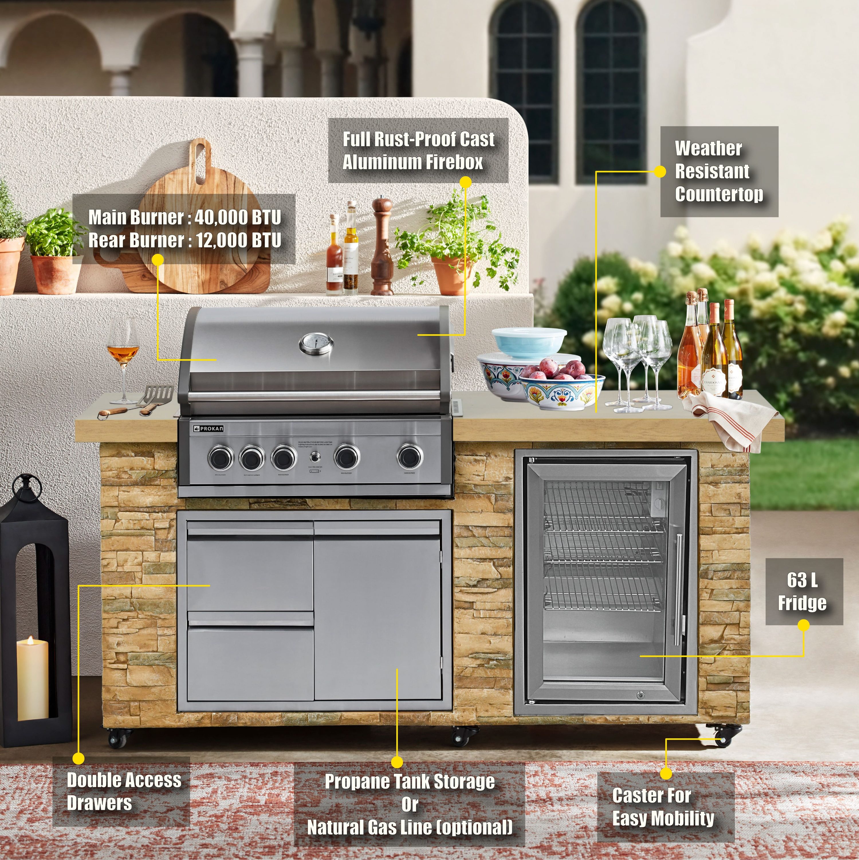 Thor Kitchen 7-Piece 32.0625-in W x 26-in D x 20-in H Outdoor Kitchen Gas  Grill with 5 Burners in the Modular Outdoor Kitchens department at
