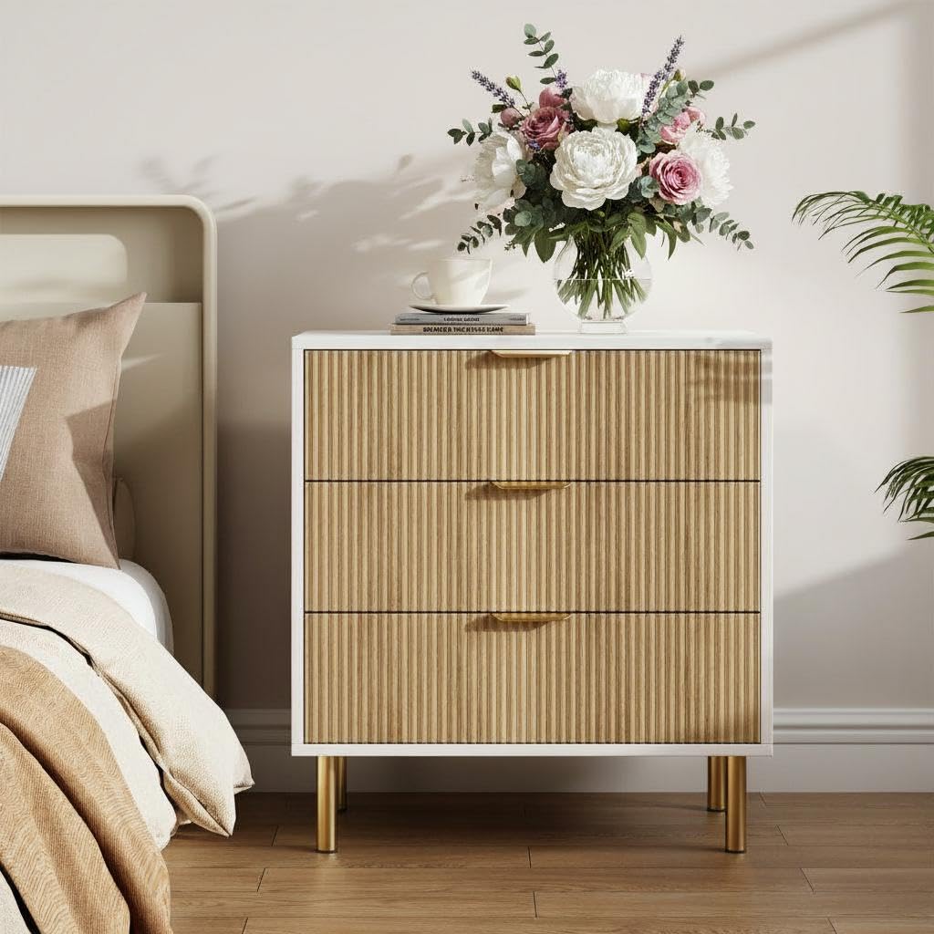 DEXSO 16.93 in D X 27.95 in W X 29.92 in H Natural Wood 3 Drawer Dresser