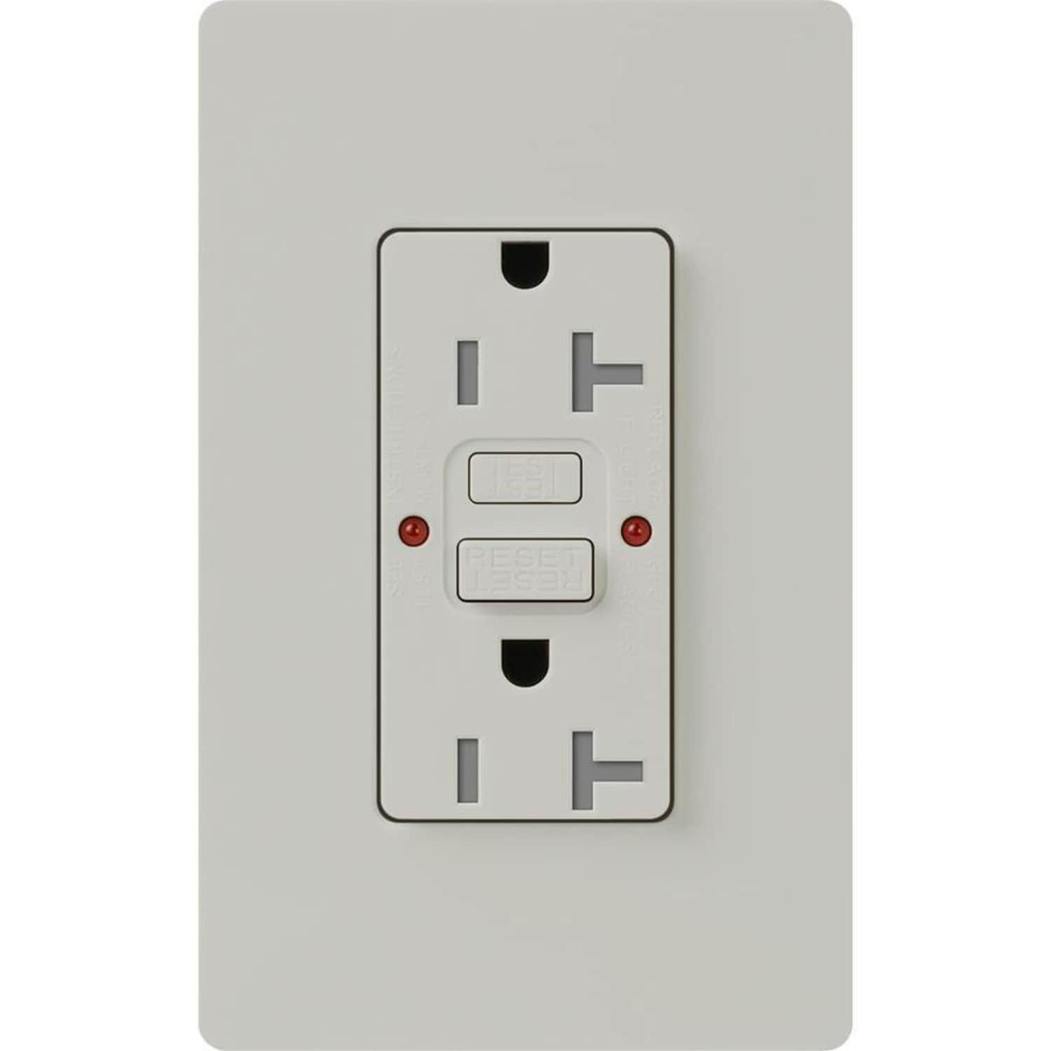 Lutron SCR-20-GFST-PD Claro 20-Amp 120-volt Tamper Resistant GFCI Residential Decorator Surge Outlet, Palladium