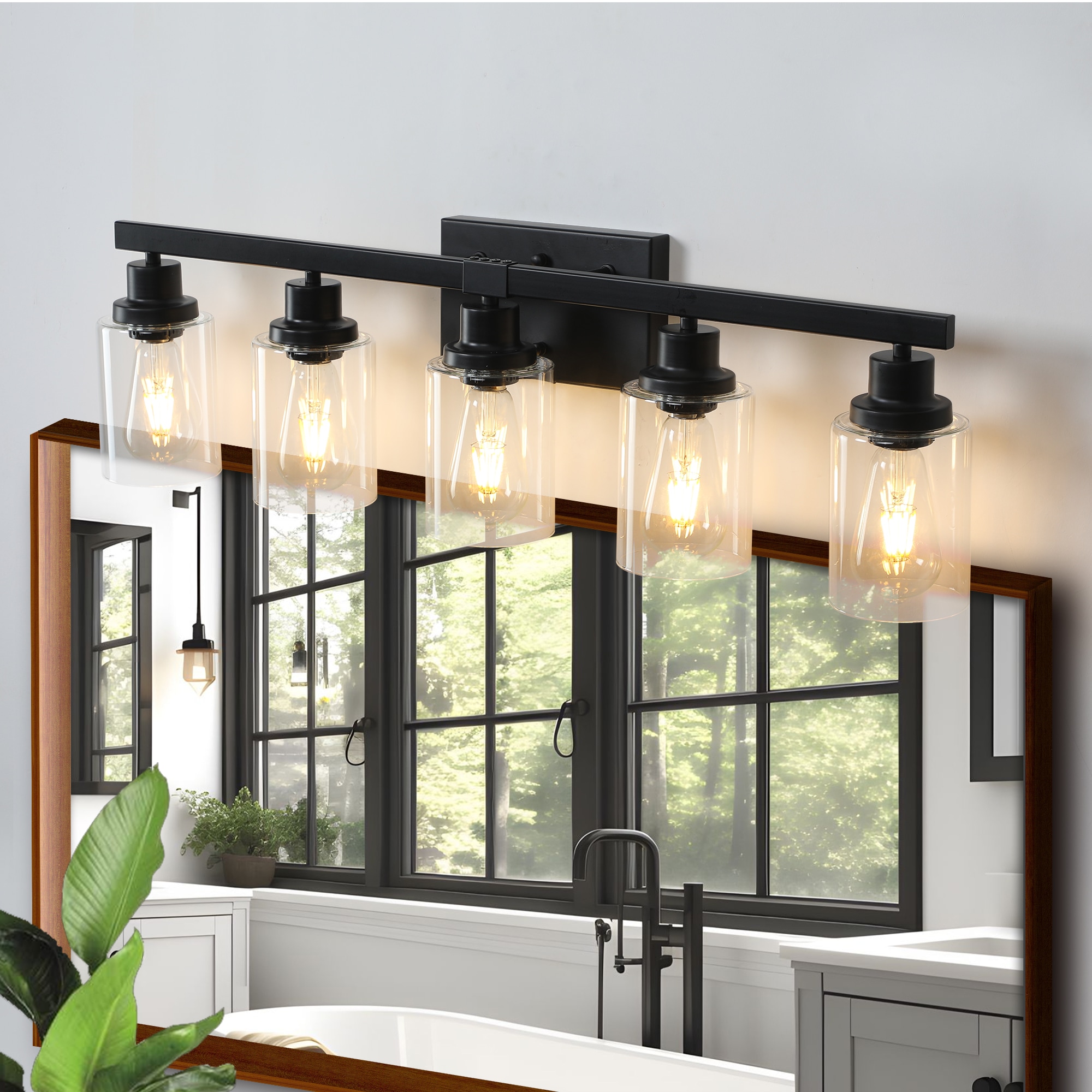 Tatayosi - 31inches Modern Black 5-Light Bathroom Vanity Light Fixture Industrial Wall Sconce wit...