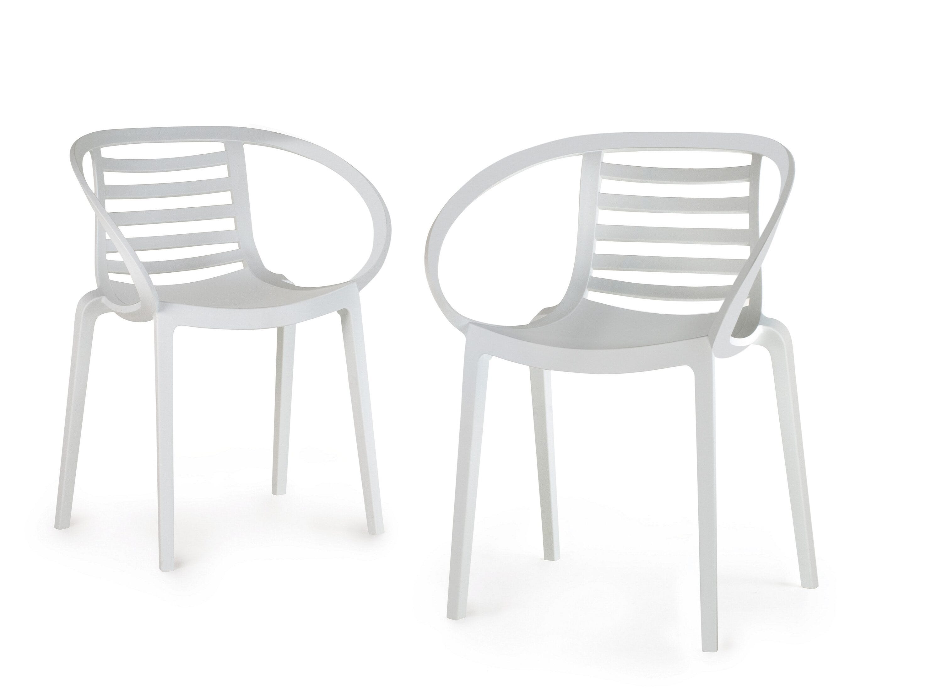 World Rug Gallery MA8058WHITE2 SeriesW1 Set of 2 Stackable White Resin Frame Stationary Dining Chair with Solid Seat
