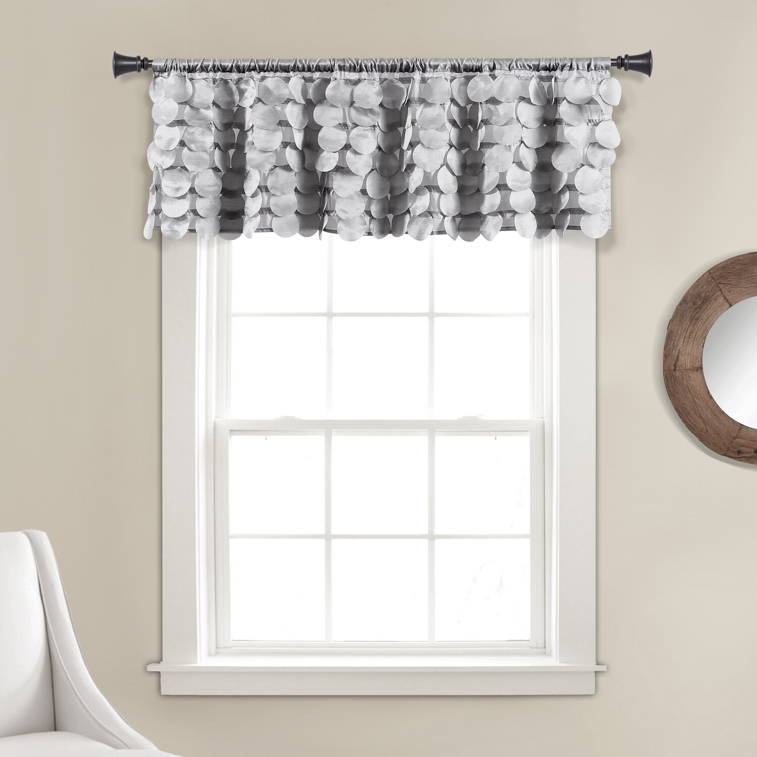 Lush Decor 21T011665 14-Inches Light Gray Polyester Rod pocket Valance