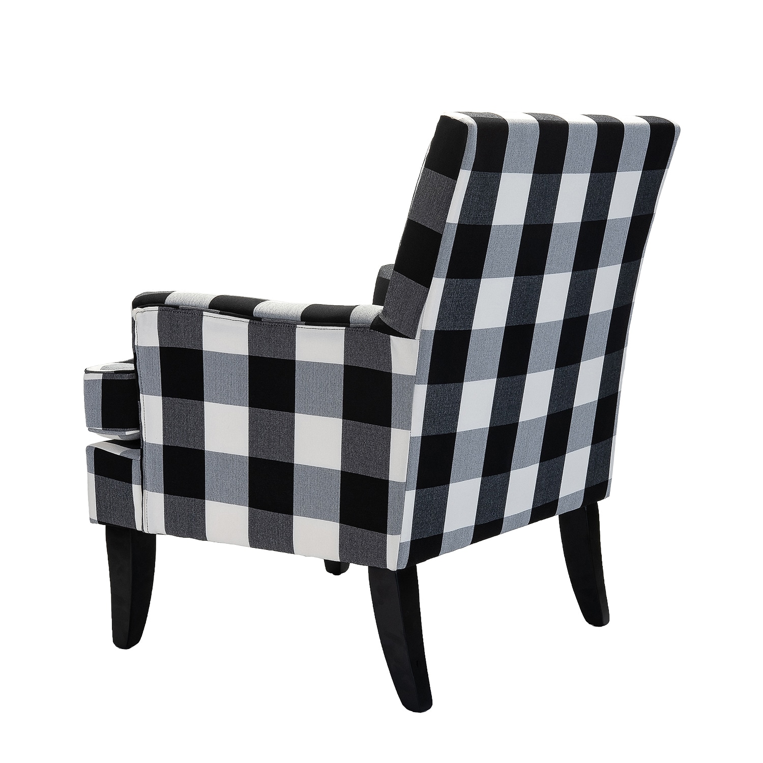 Classic Black Buffalo Plaid Armchair with Nailhead Trim