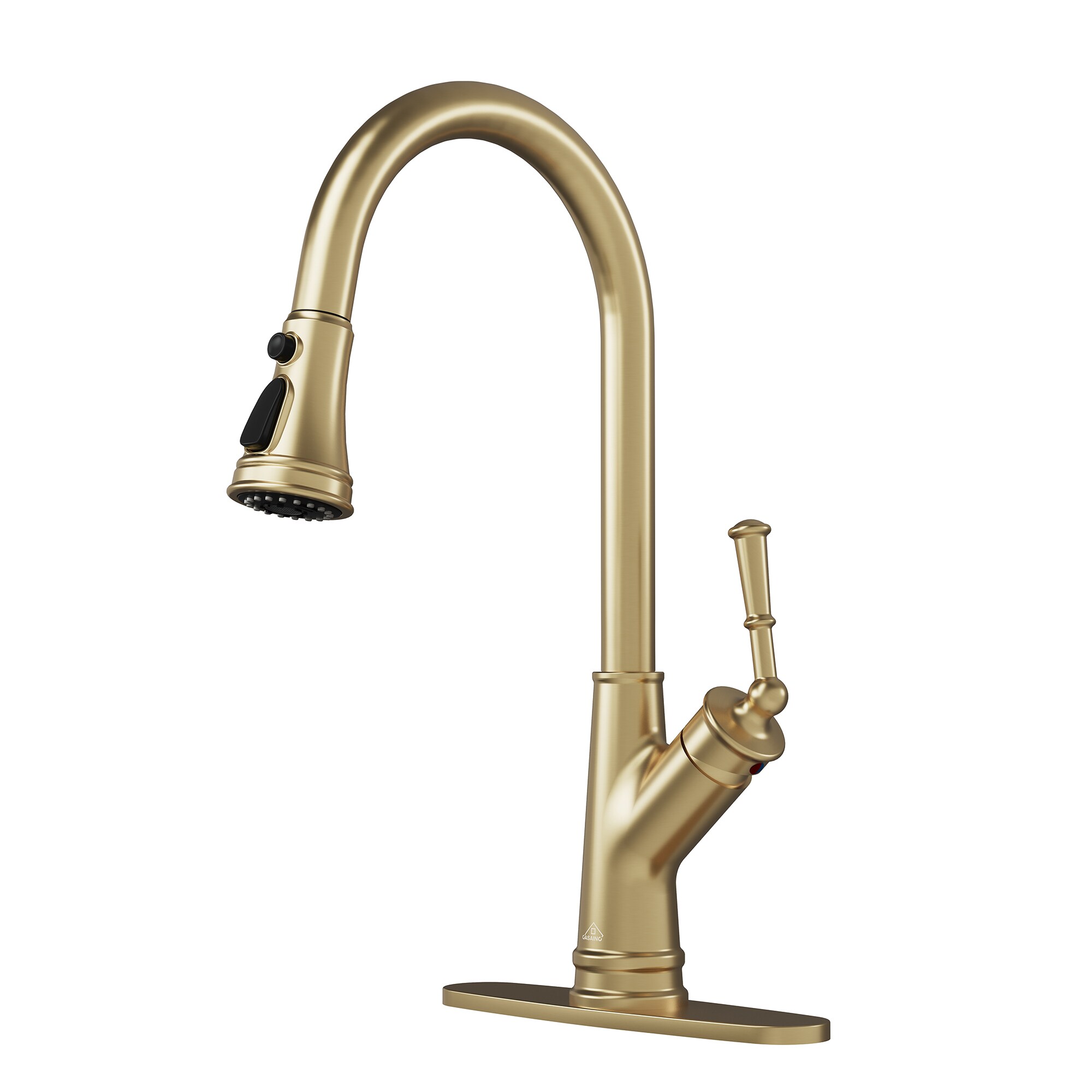 CASAINC CA-D4185-BG Brushed Gold Single Handle Deck-mount Pull-out Kitchen Faucet with Sprayer ( Deck Plate Included )