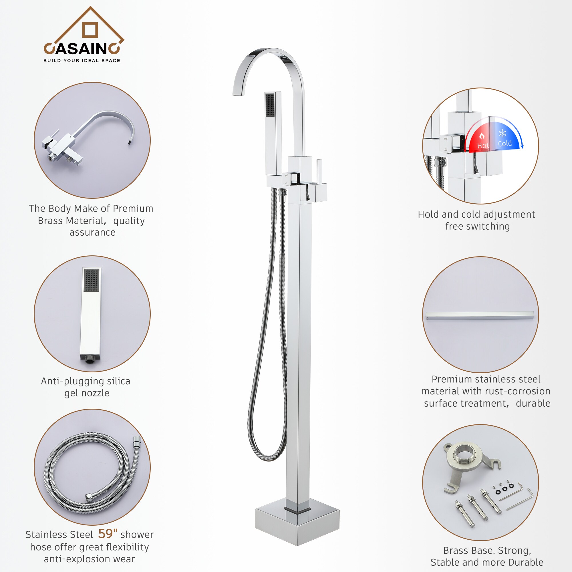 CASAINC TC15-CP Roman-Tub-Faucets - View #11