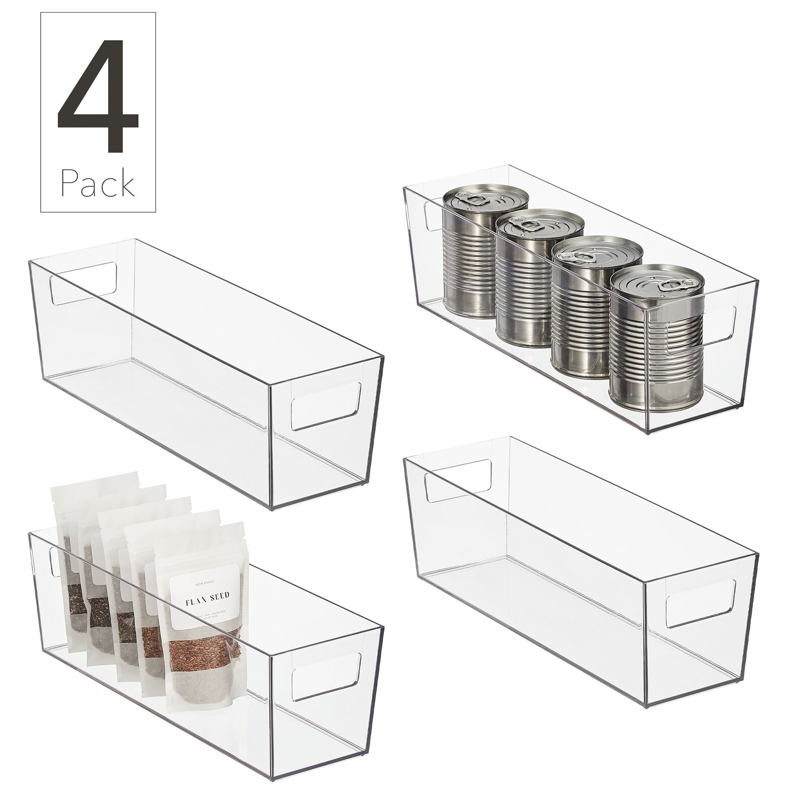 mDesign Large Plastic Garage Storage Organizer Bin with Handles, 2 Pack,  Clear