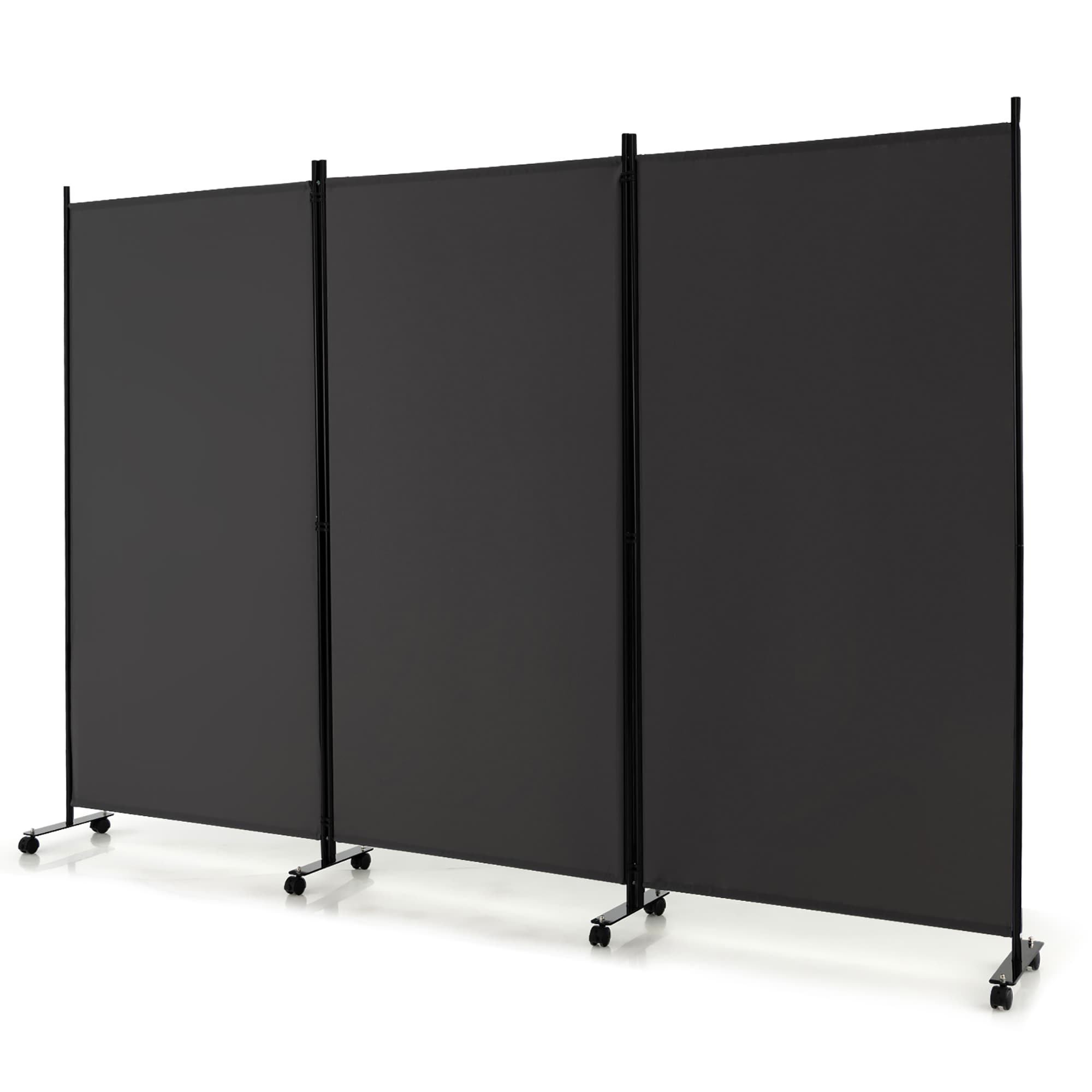 Goplus LWS00322 3 -Panel Gray Fabric Folding Contemporary/Modern Style Room Divider