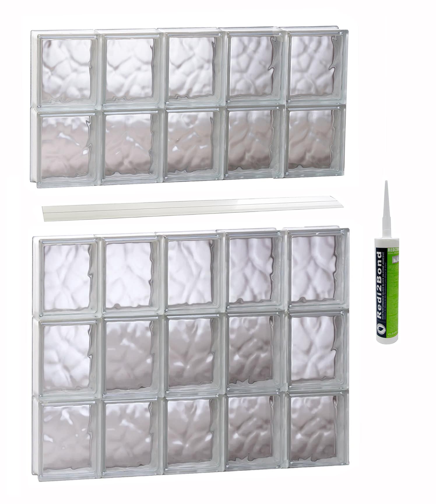 REDI2SET S3040DC Wavy Glass 28-3/4-in x 38-3/4-in Frameless Replacement Glass Block Window
