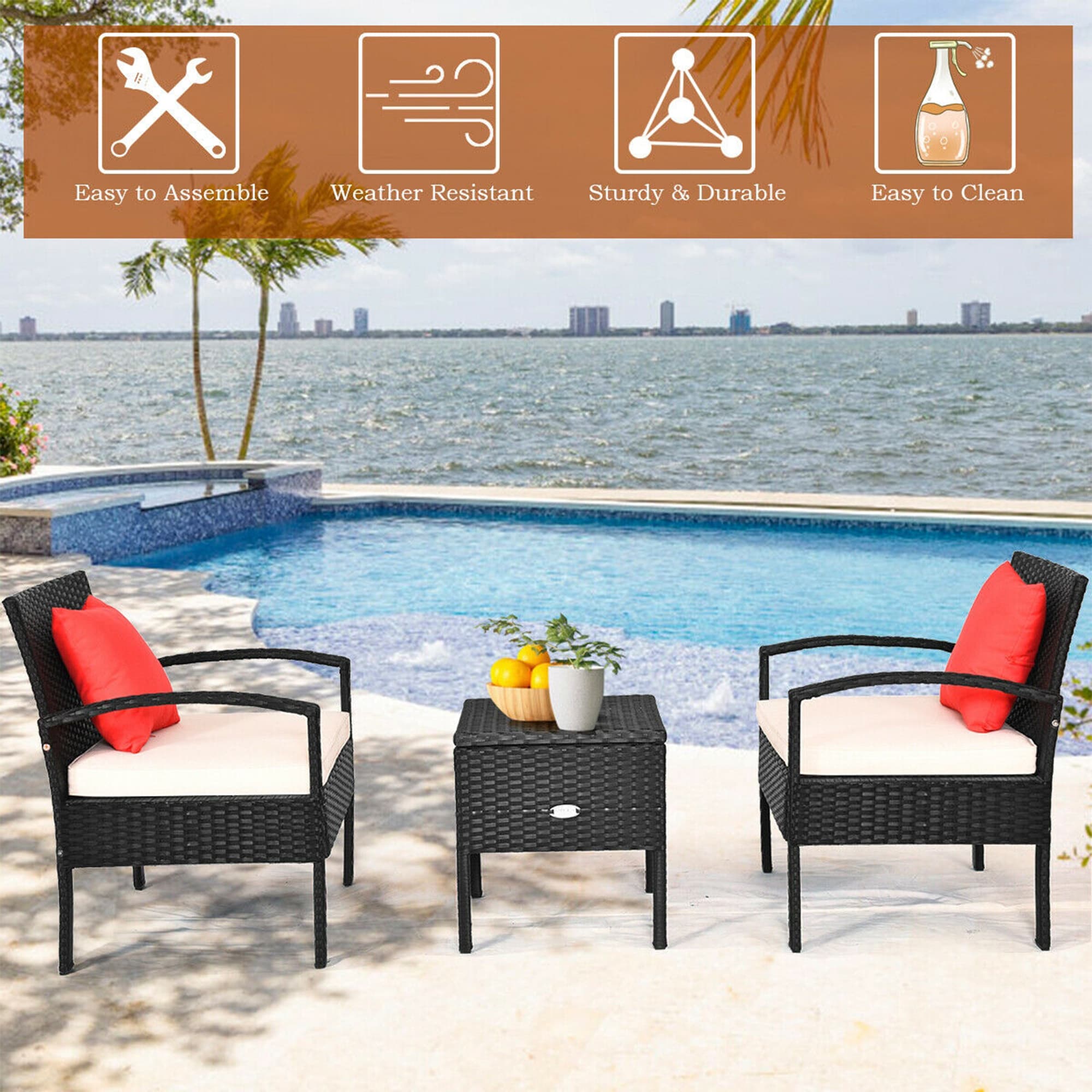 WELLFOR OUJ63757WH Patio-Conversation-Sets - View #5