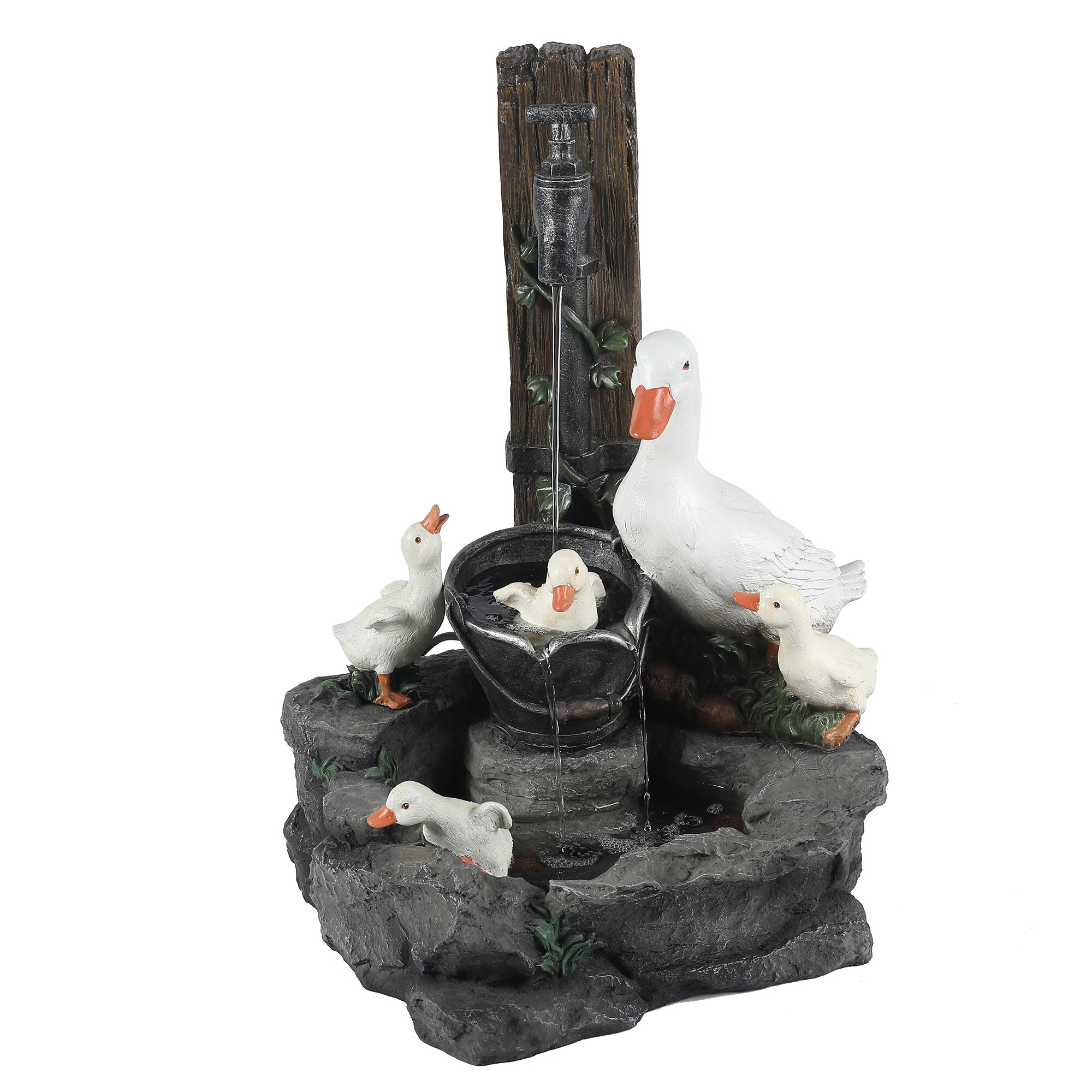 LuxenHome 23.25-in H Resin Water Outdoor Fountain Statue Pump Included ...