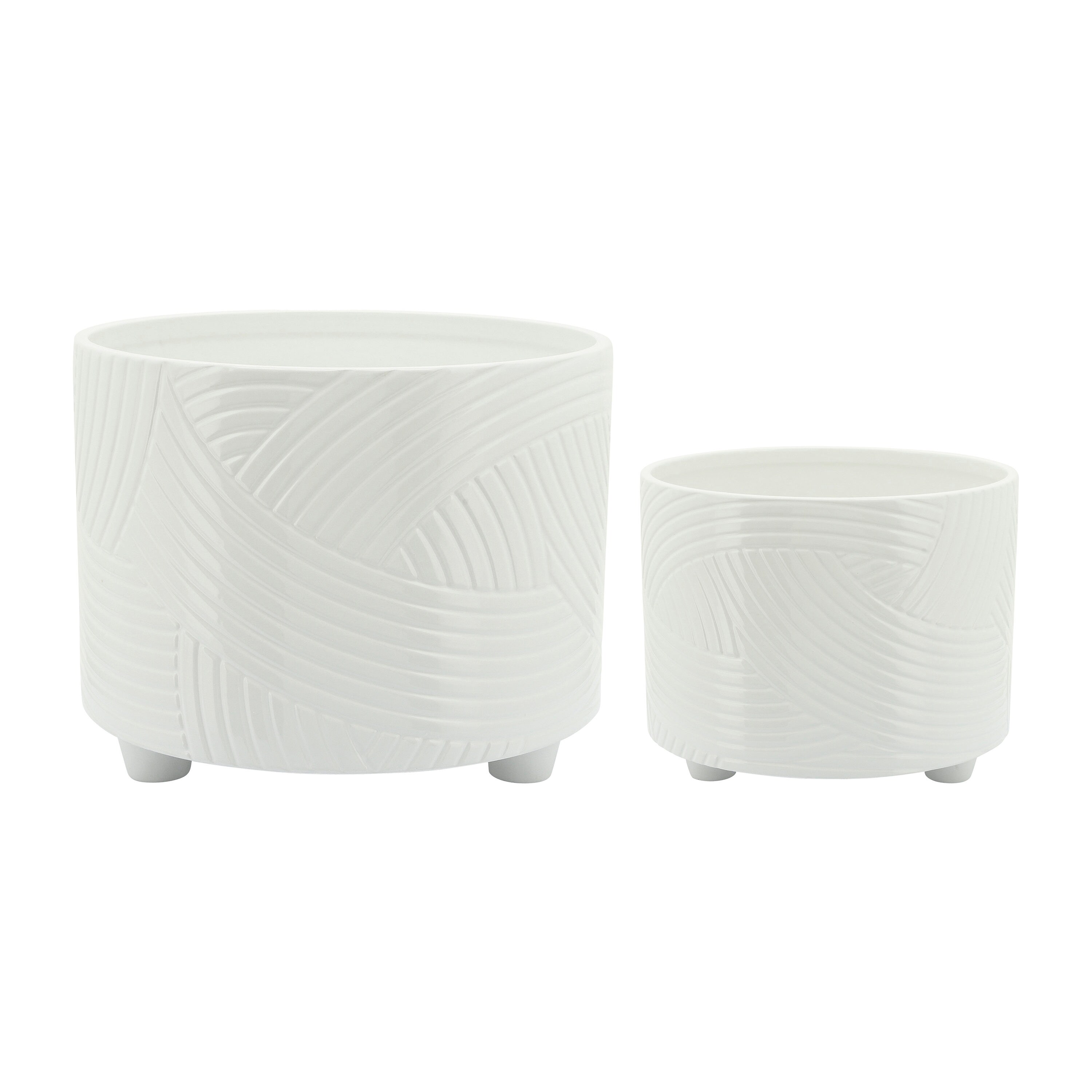 Sagebrook Home 15914-04 Round 12.0-Inches W Medium White Ceramic Indoor/Outdoor Planter