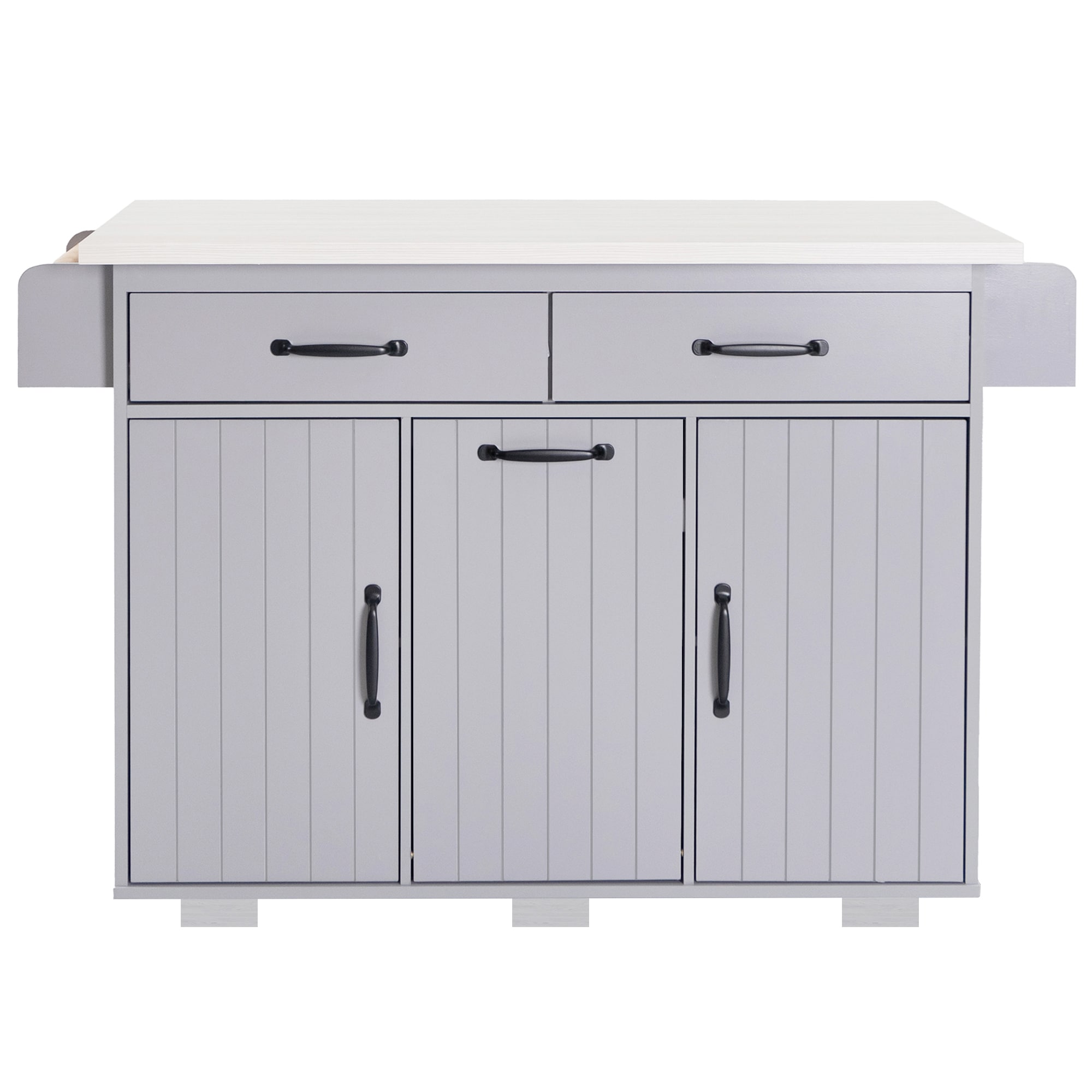 SINOFURN Brown Mdf Base with Mdf Wood Top Rolling Kitchen Cart (20.6-in x 51-in x 35-in)