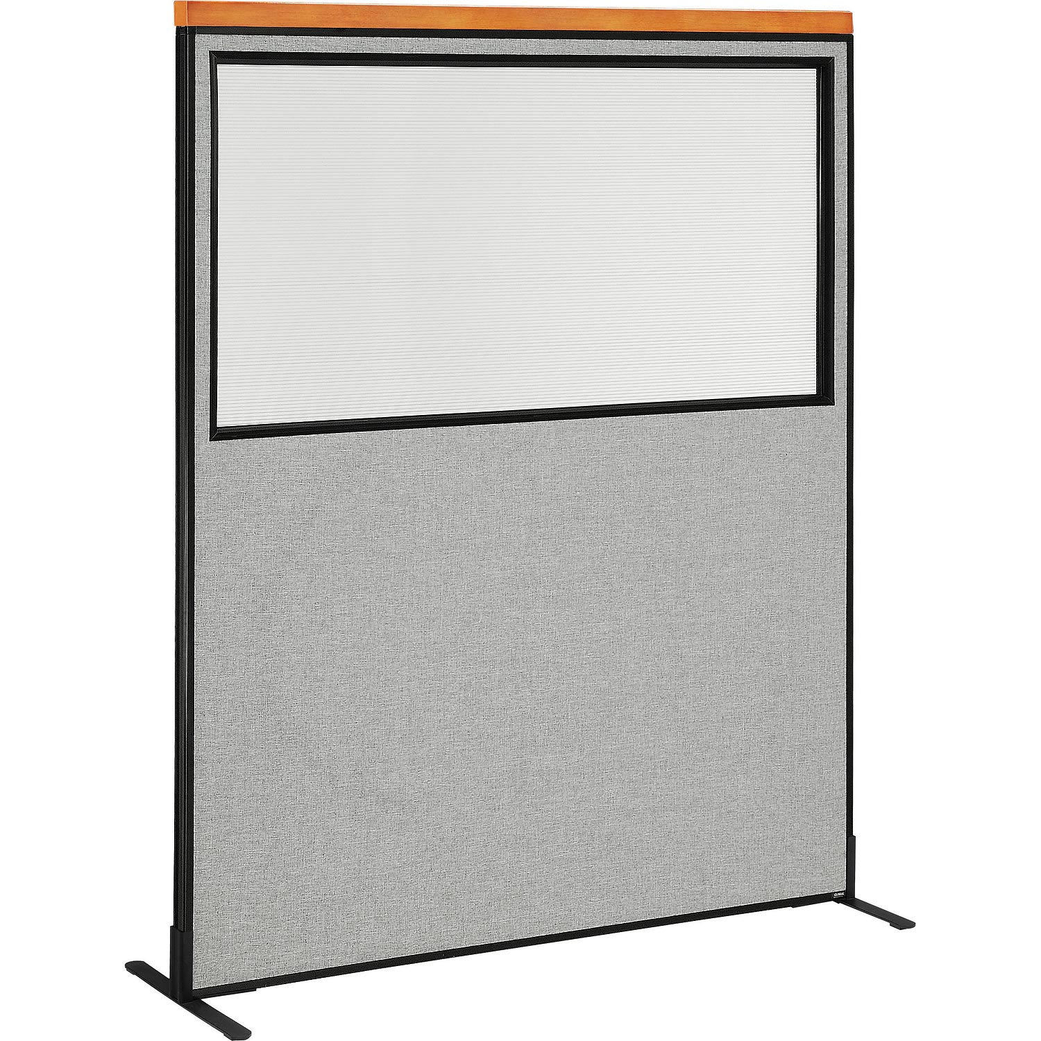 Global Industrial 695794WFGY 60-14-inW x 97-12-inH Deluxe Freestanding Office Partition Panel with Partial Window Gray