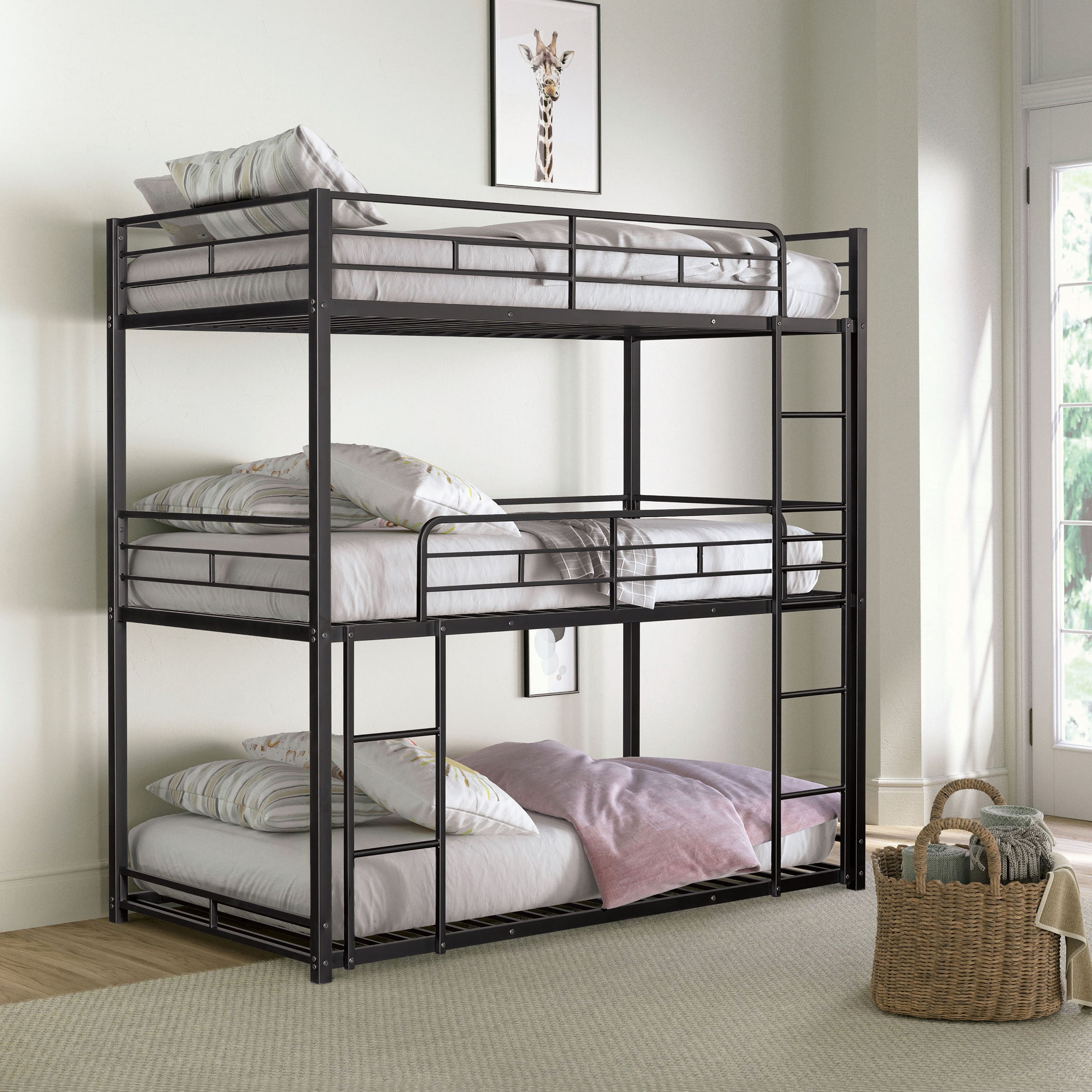 Furniture of America IDF-BK909BK-T Paige Black Twin over twin Bunk Bed