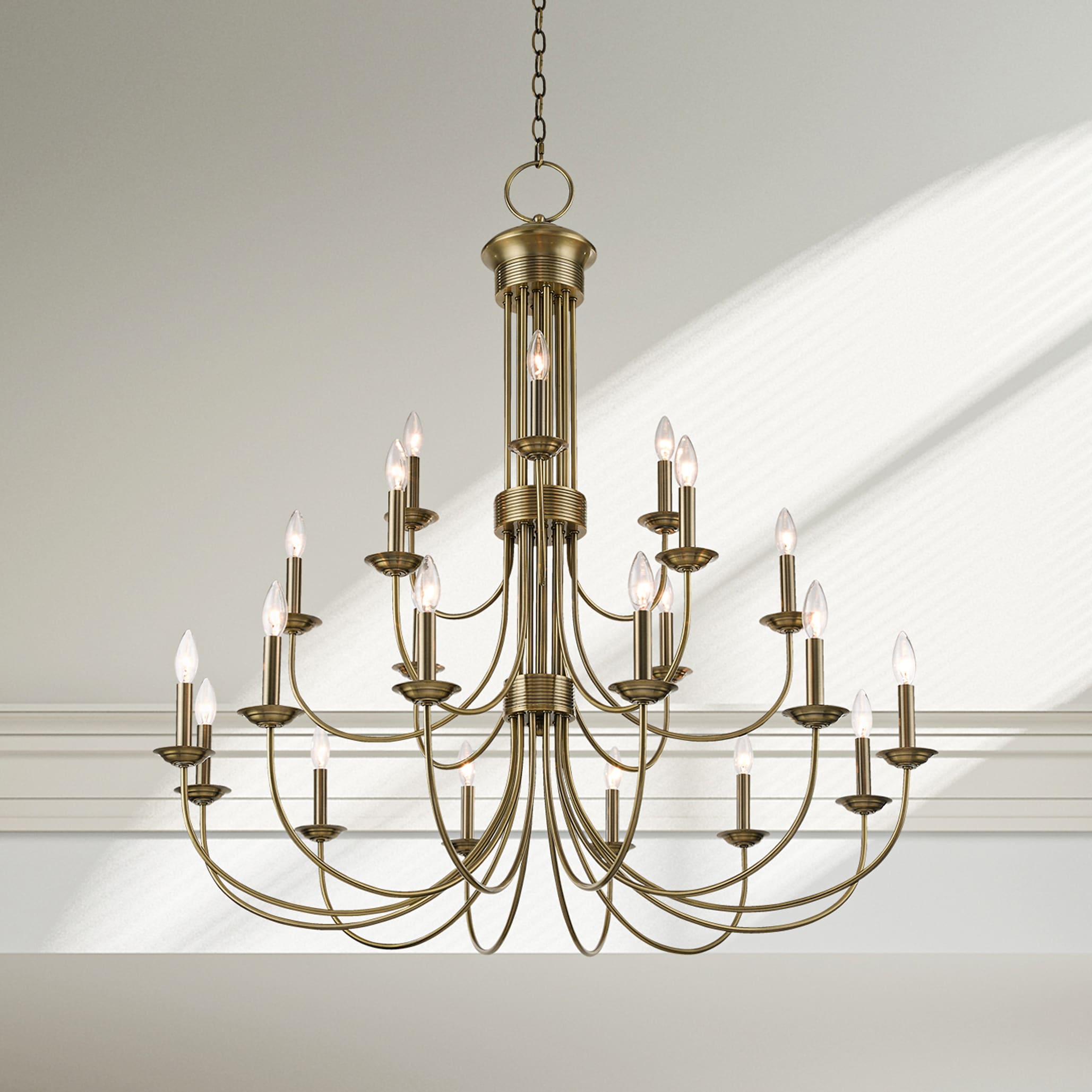 Estate Antique Brass Grand Chandelier with 21 Lights