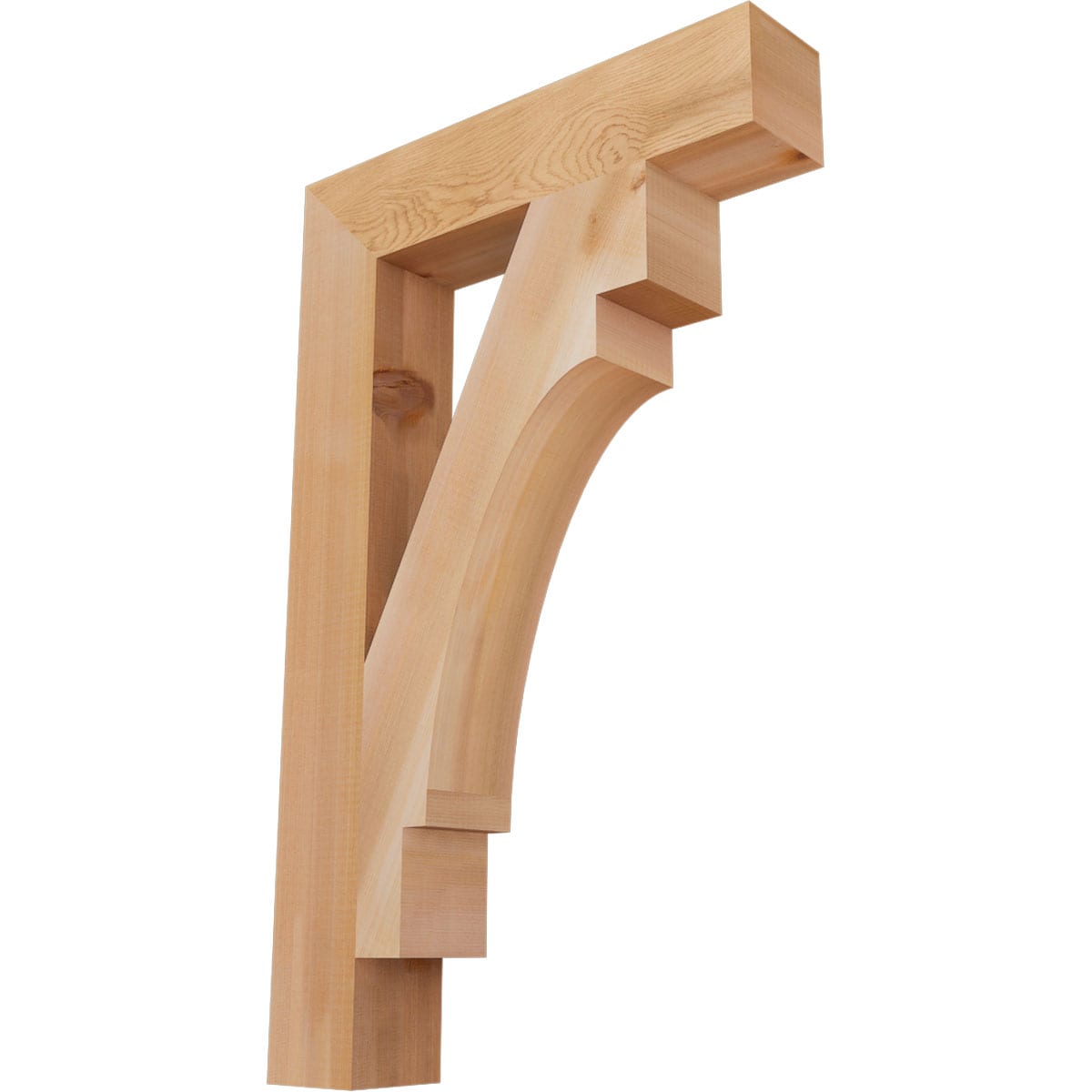 Ekena Millwork BKT04X20X32MRC05SWR Merced block smooth 3-1/2-in x 20-in x 32-in Western red cedar Brown Wood Standard bracket
