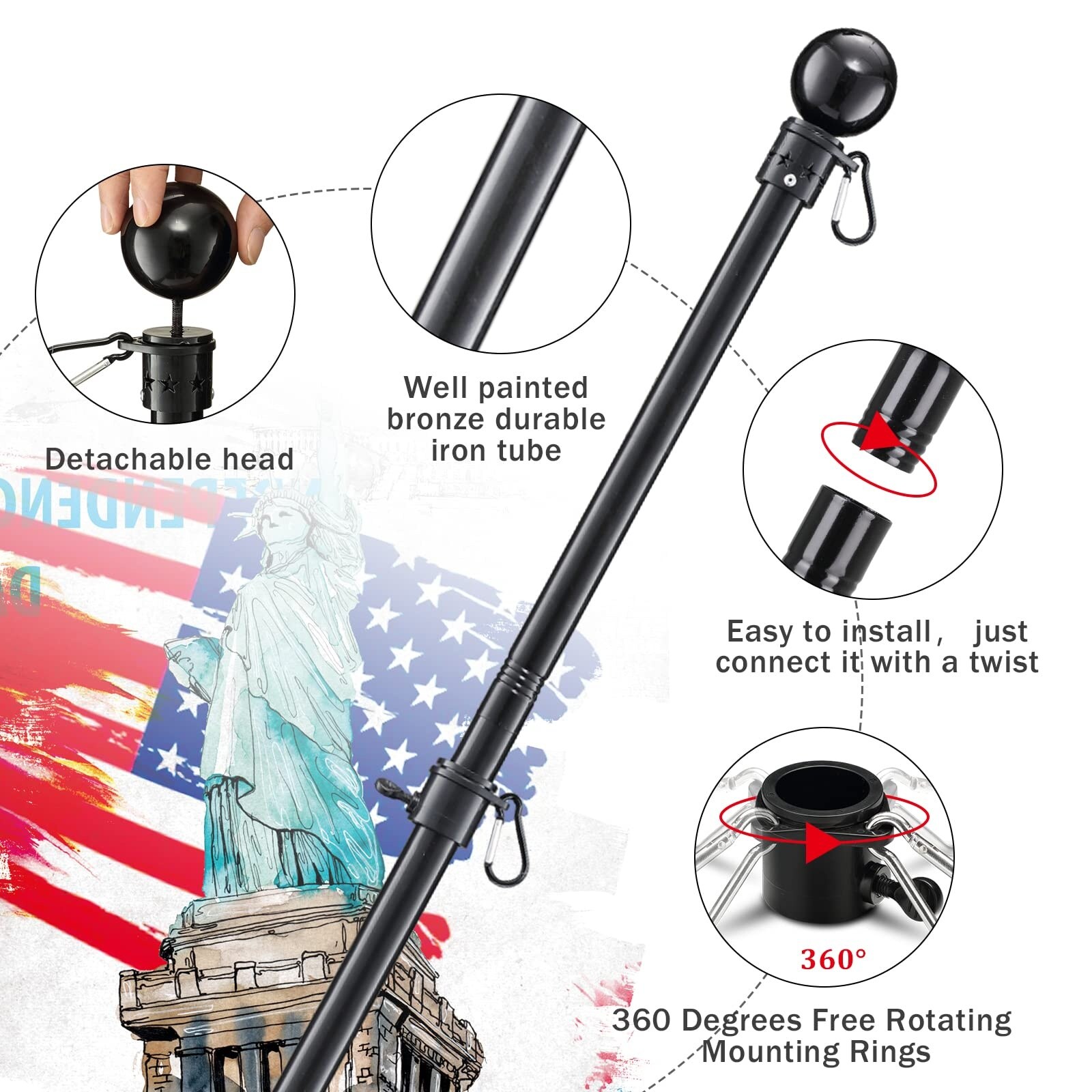 ITOPFOX LIT0519I052 Flag-Pole-Accessories - View #3