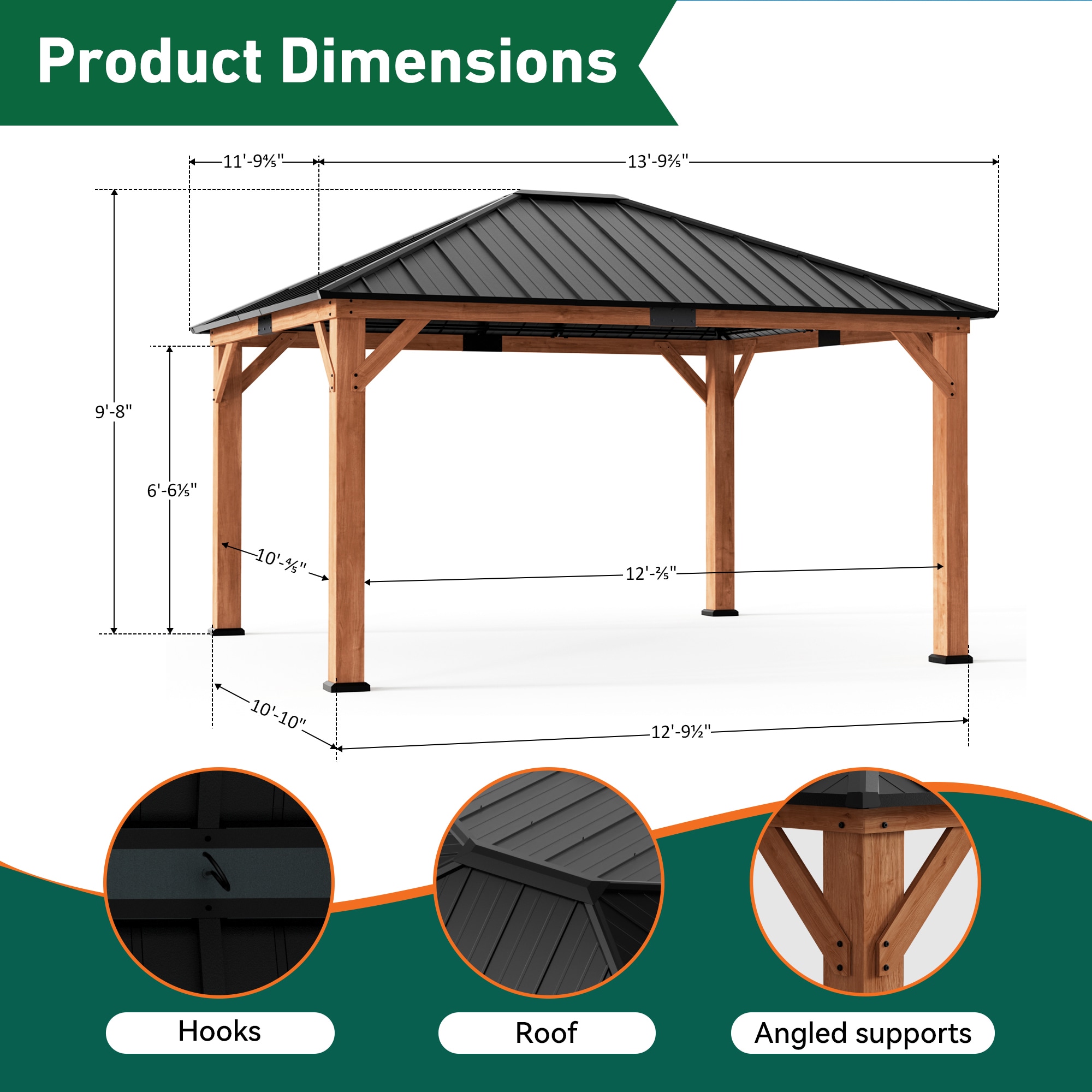 ELEVATE OUTDOORS IG10600047-1214 Wood-Resin-Gazebos - View #3