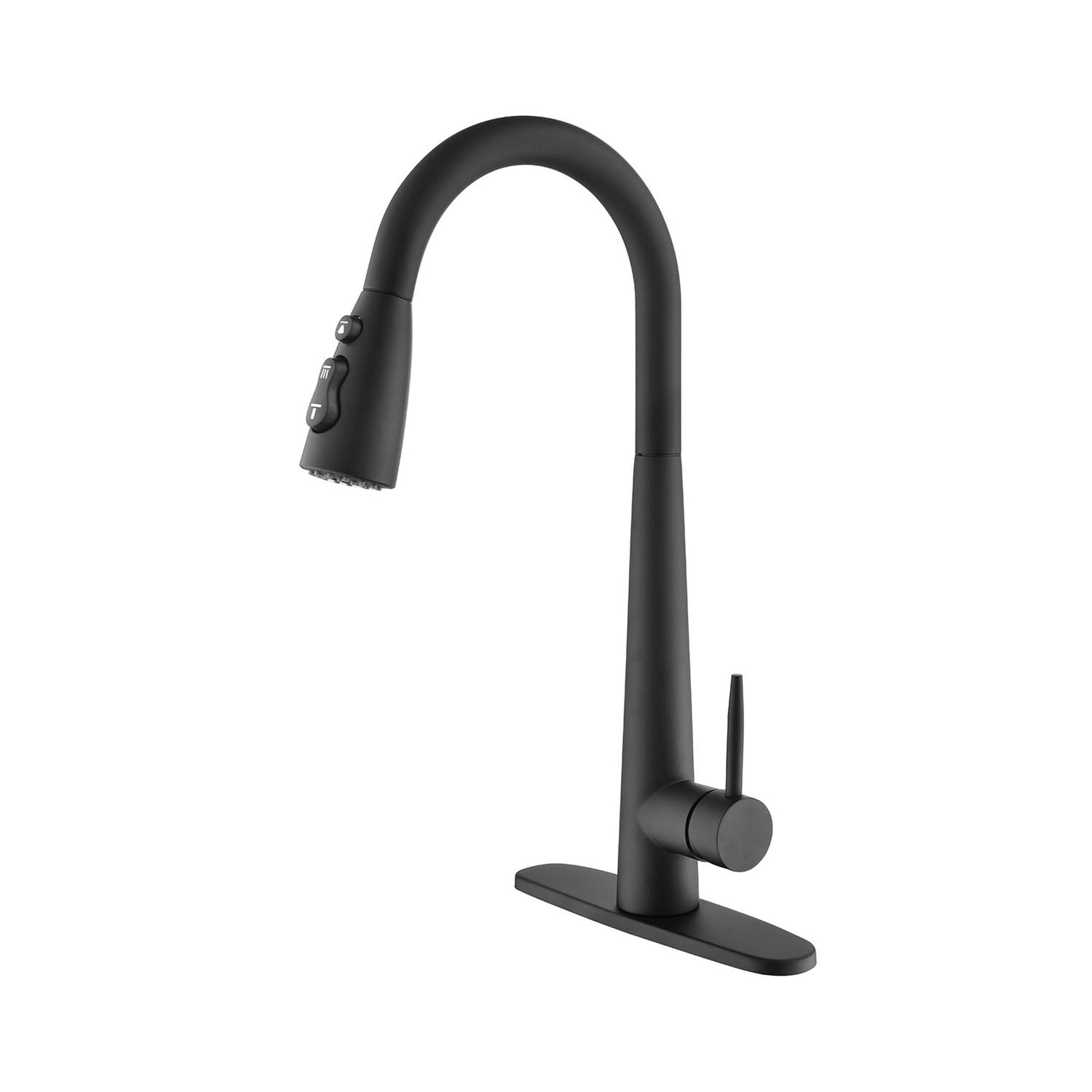 Misopily  Single Handle Stainless Steel Kitchen Sink Faucet Pull Down Sprayer High Arc 360 Degree Rotation Three Water Modes Easy Clean