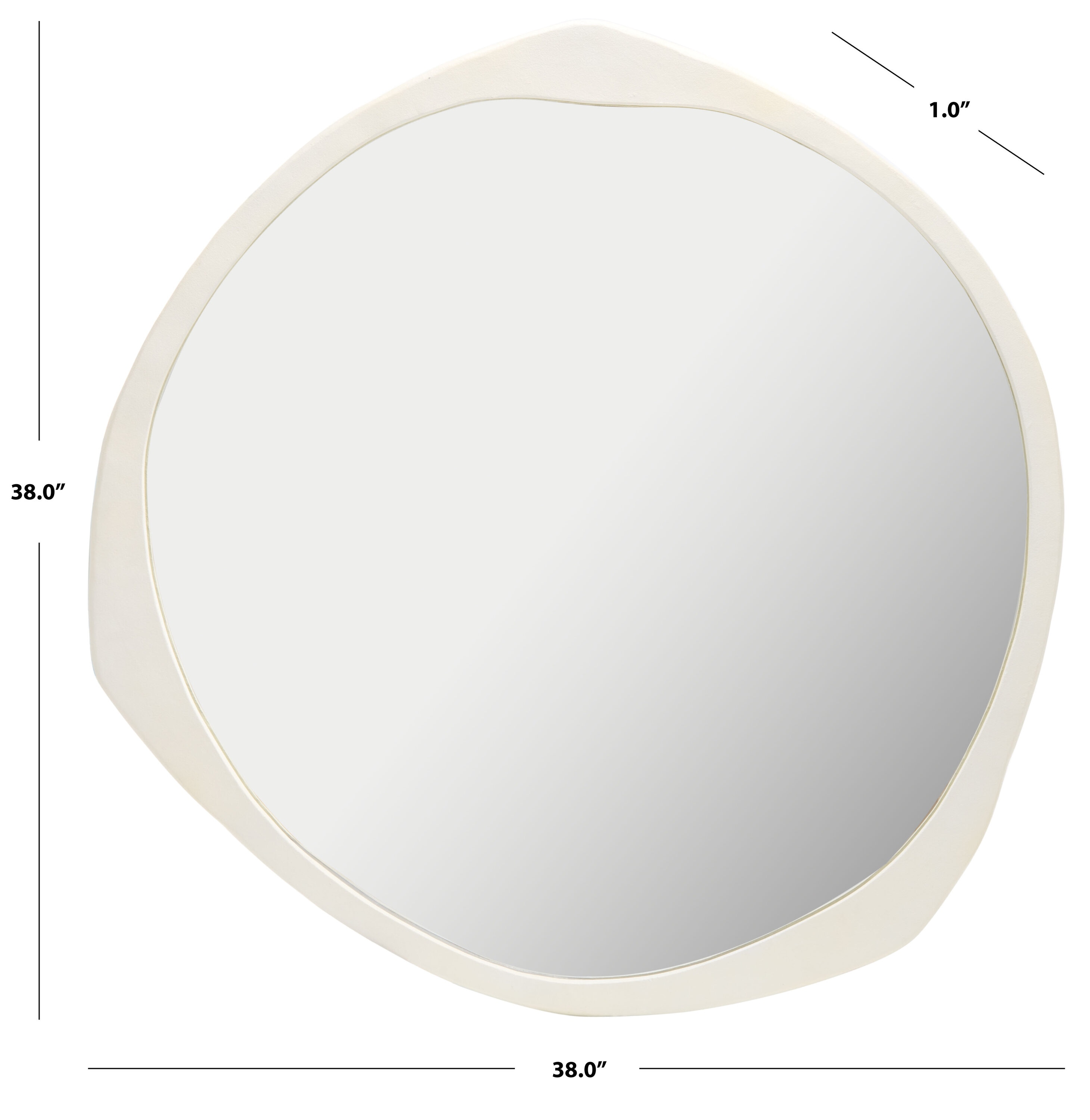 Ivory Round 38" Wood Framed Wall Mirror