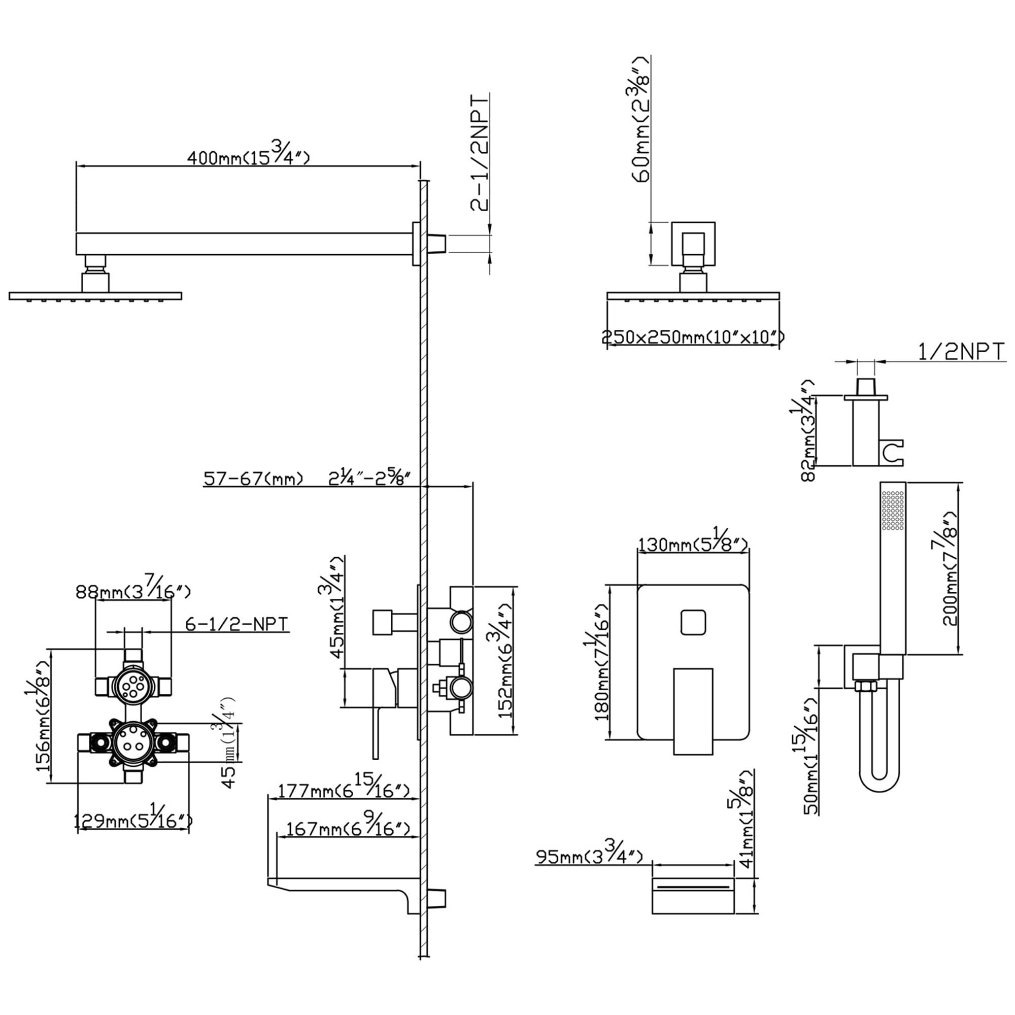 WELLFOR WB-0906 Showerhead-Bar-Panels - View #5