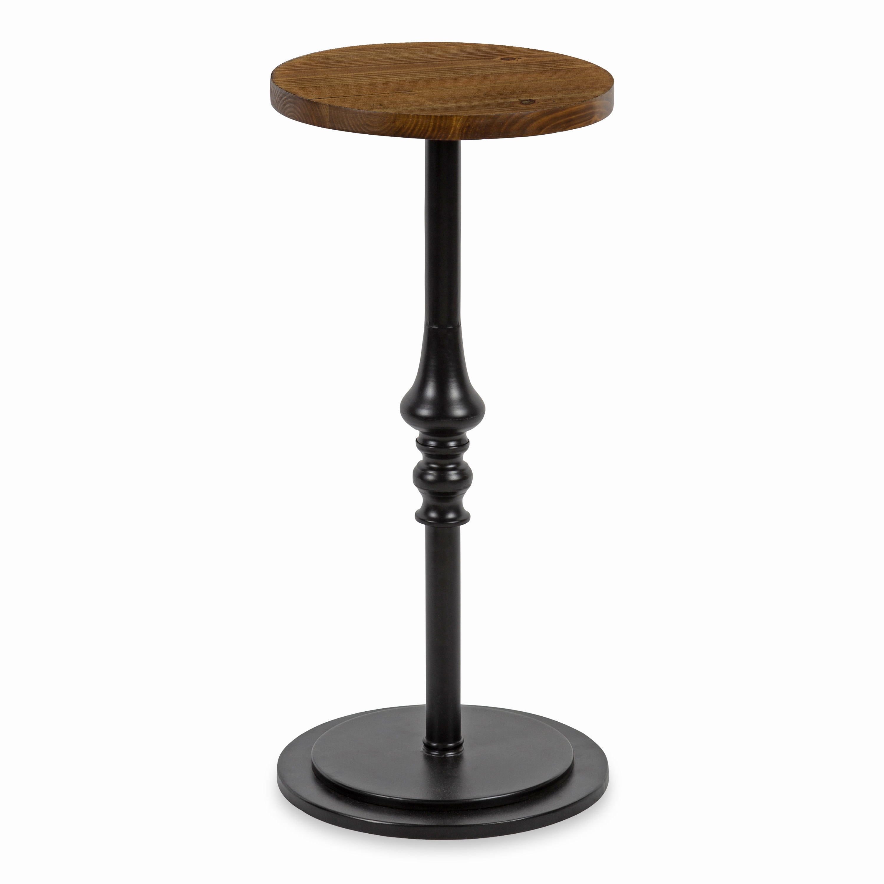 Kate and Laurel 217011 Stratton 12-in W x 26-in H Rustic Brown/Black Wood Round Rustic End Table Assembly Required