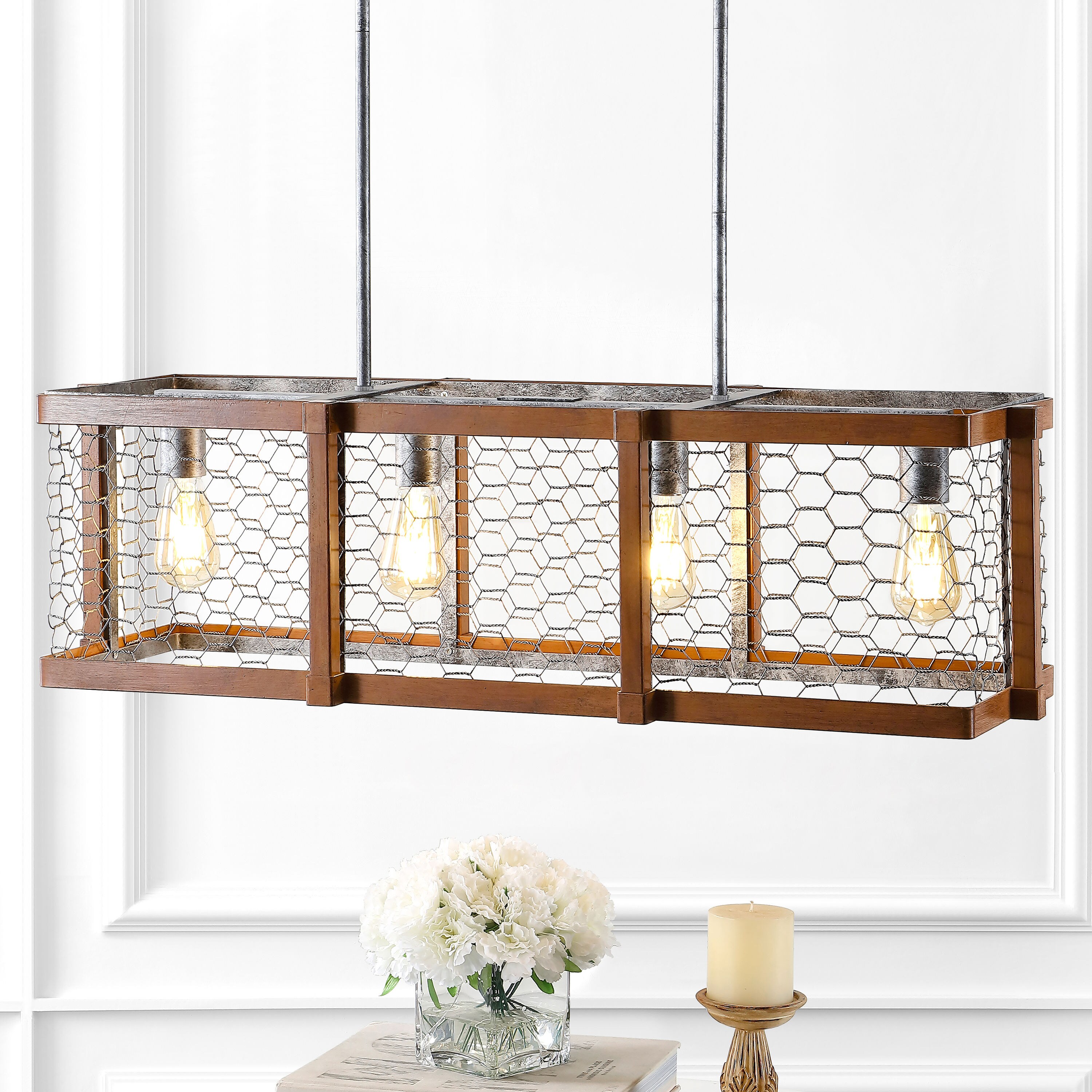 Gaines 34.5" Antique Brown Iron LED Farmhouse Pendant
