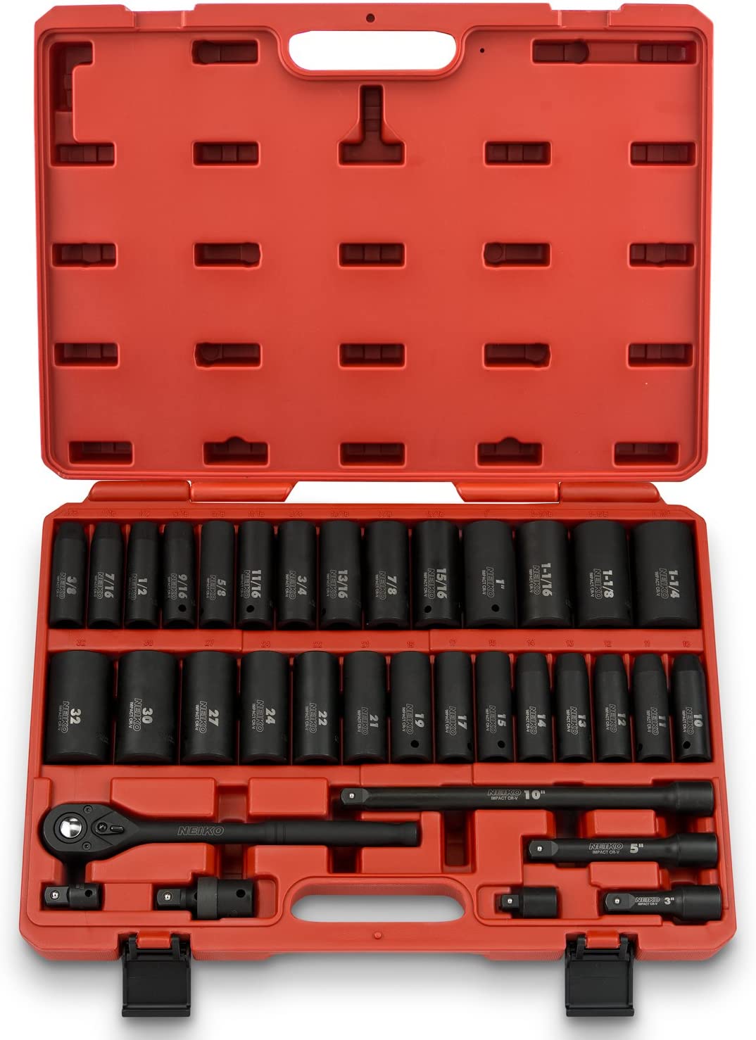 NEIKO 35 Piece Standard SAE and Metric 1 2 in Drive Set 6 point Impact Socket Set 02446A at Lowes