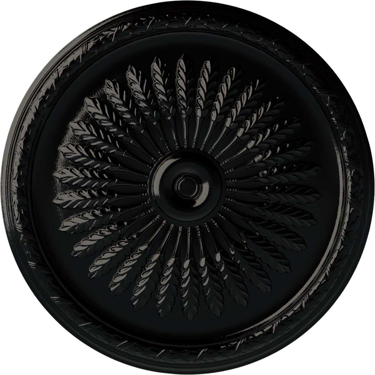 Ekena Millwork CM36JUBPS Juniper 36-in W x 36-in L Painted Black Pearl Polyurethane Whole Ceiling Medallion